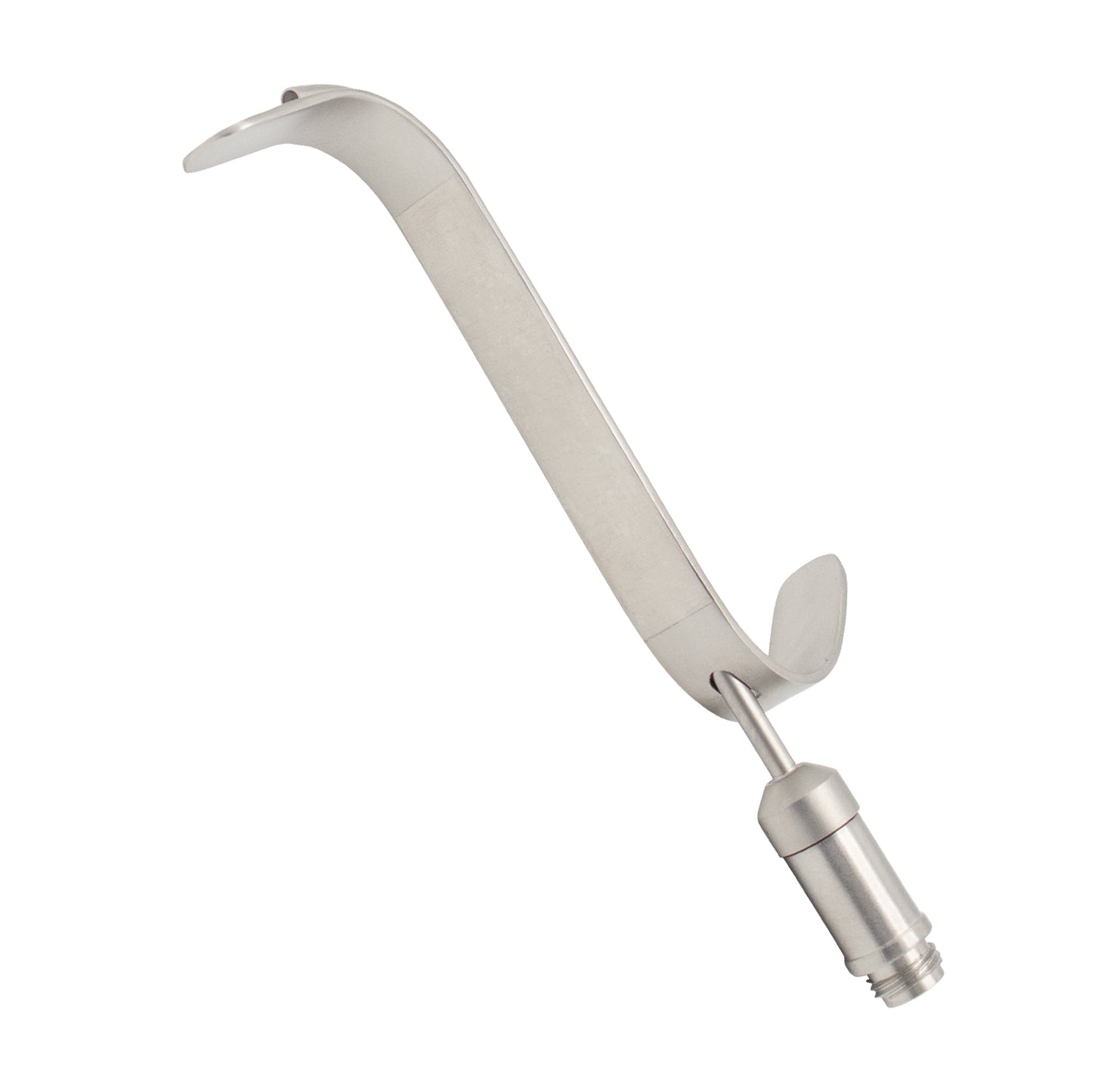 A stainless steel Converse nasal retractor featuring a curved, tapered blade and an integrated fiber optic light guide connection at the handle base.