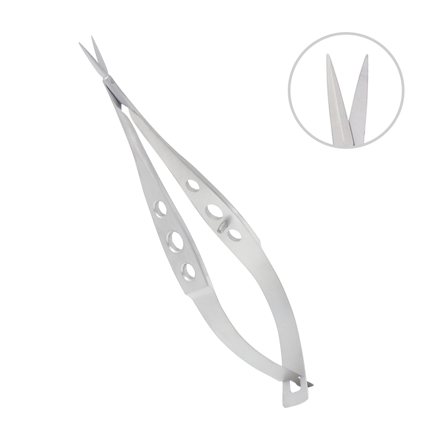 Ophthalmic Micro-Vannas scissors featuring a straight, delicate design for microsurgical eye procedures.