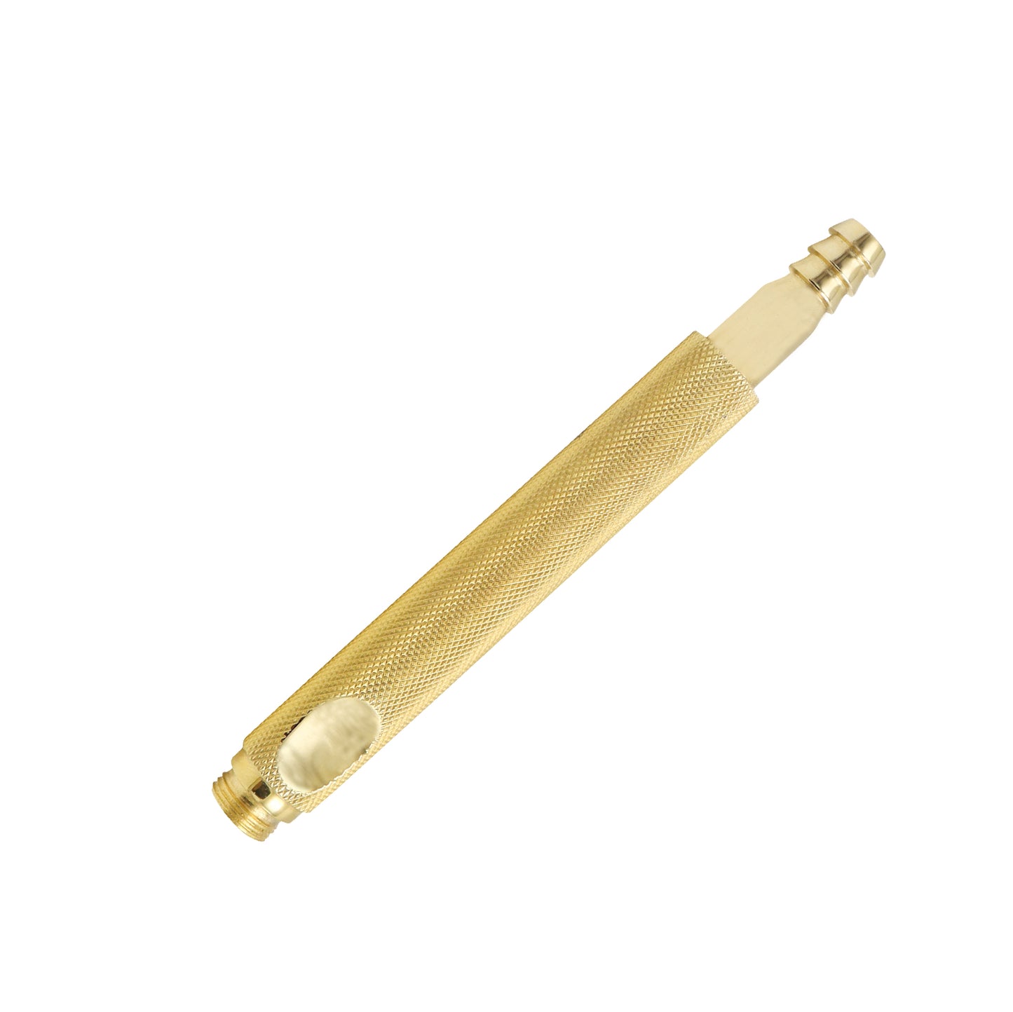 Gold-colored tool on a white background