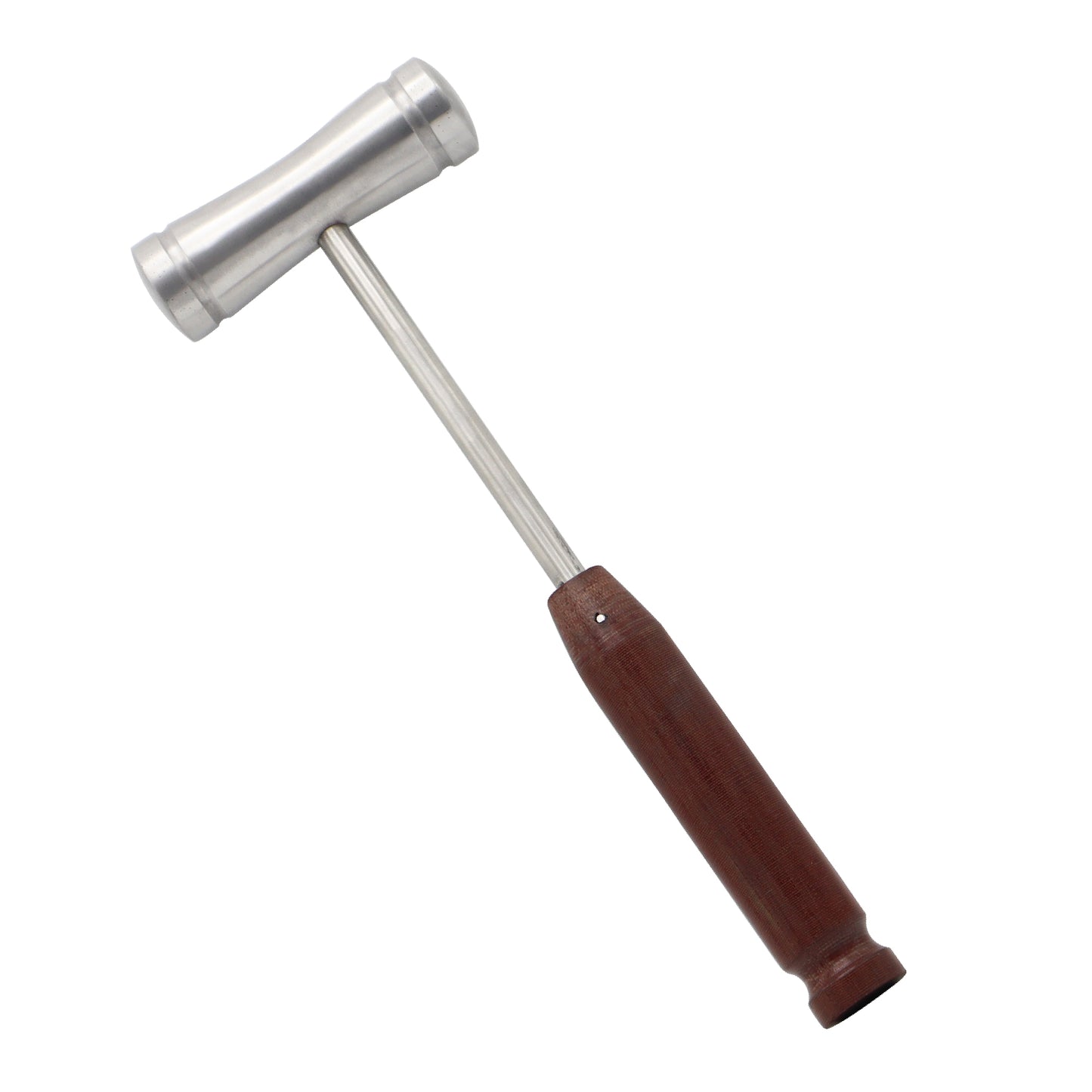 Metal mallet with wooden handle on a white background