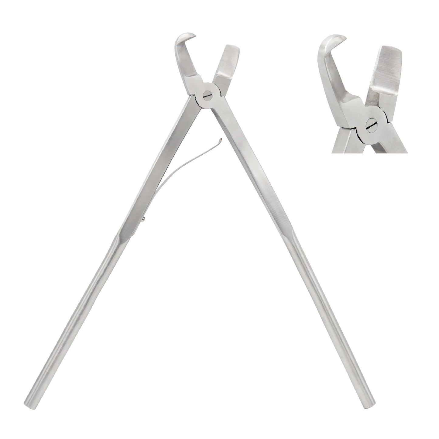 Metal tongs on a white background