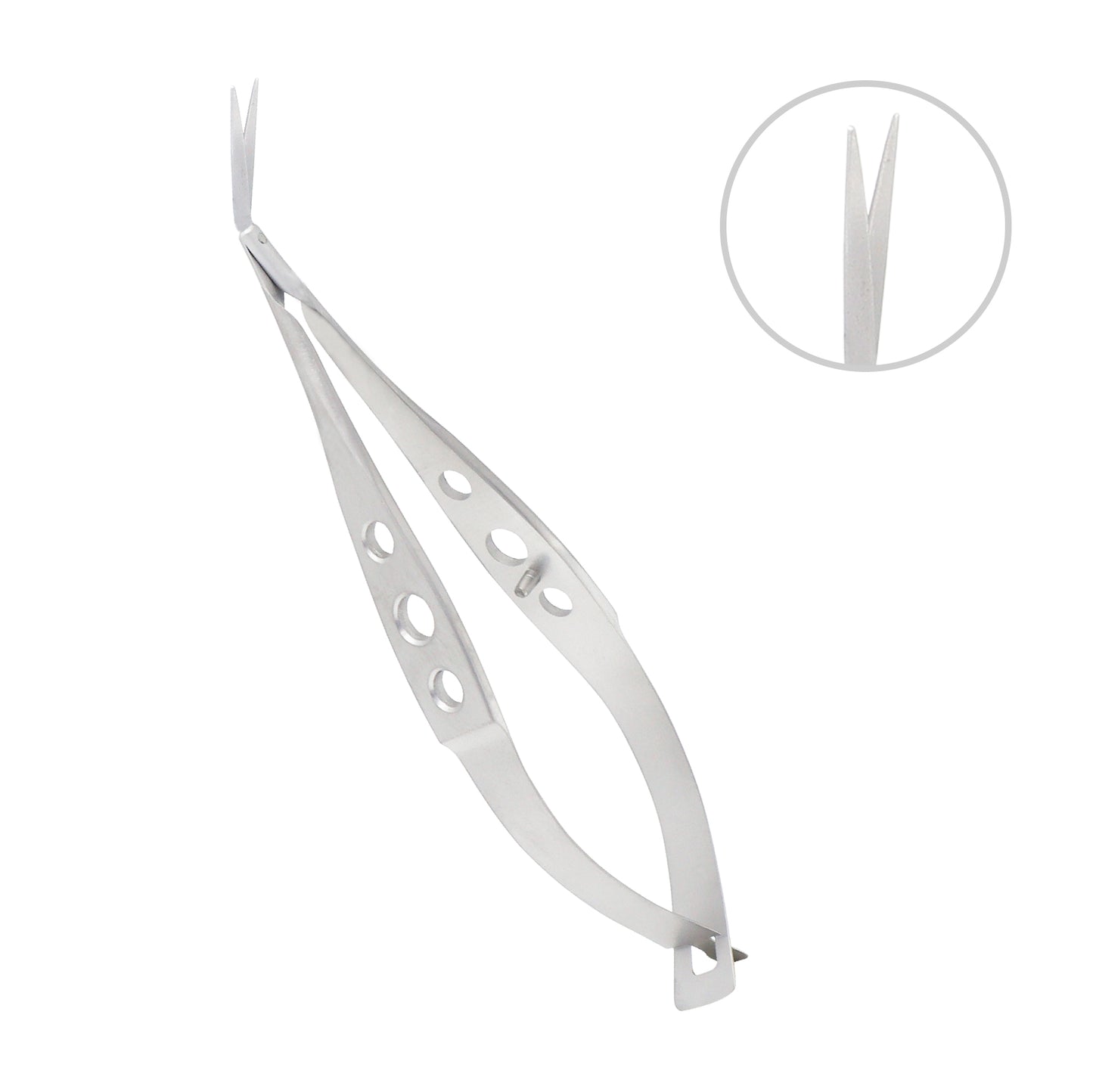 Precision Ong capsule scissors with 9 cm length used in cataract and microsurgical eye procedures.
