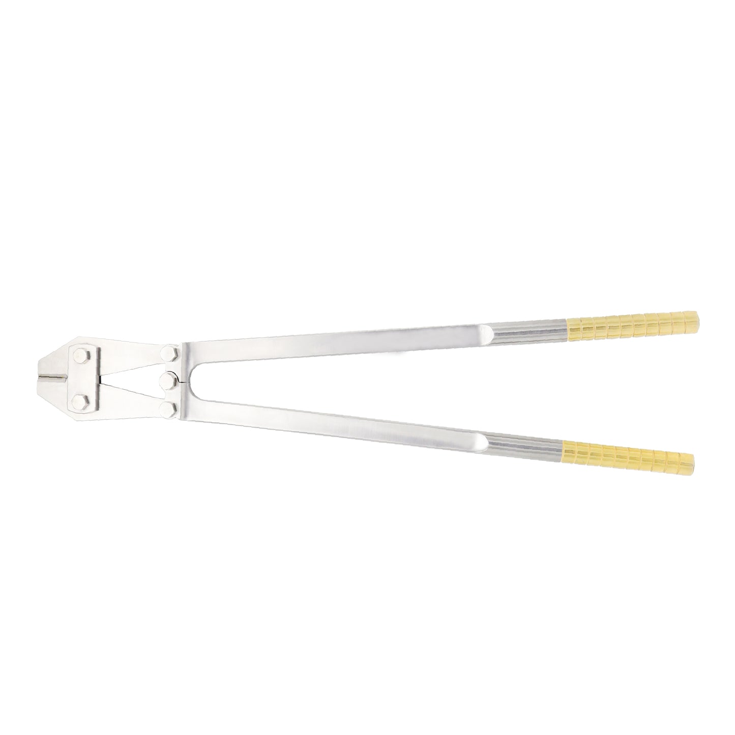 Pair of bolt cutters with yellow handles on a white background