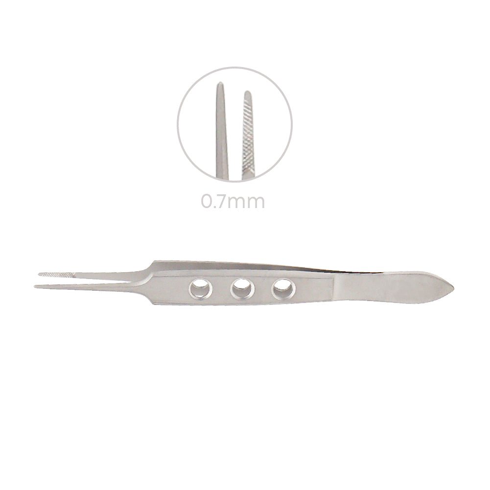Bishop-Harmon Eye Dressing Forceps, Cross-Serrated, 0.7mm, overall length 9 cm