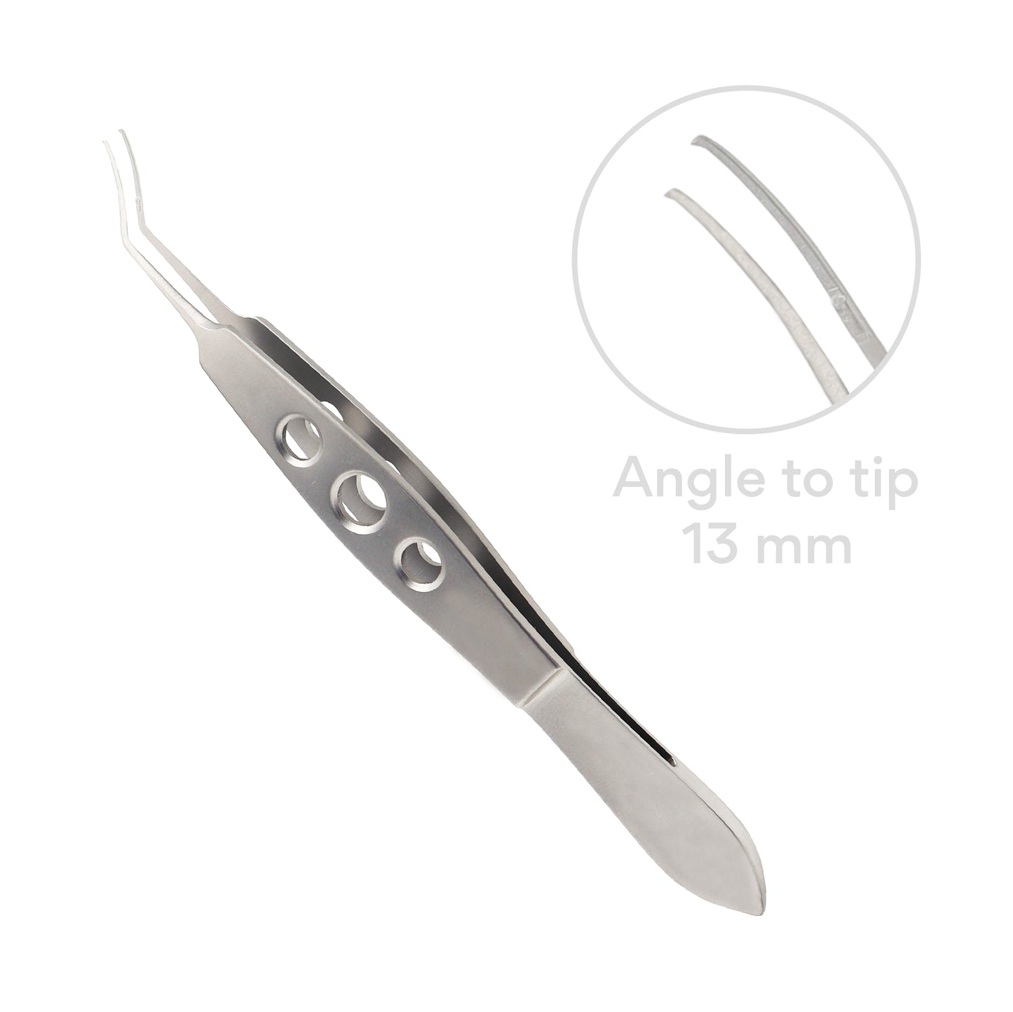 Lehner – Capsulorhexis Forceps, curved, very delicate grasping tips, 10.5cm, angle to tip 13 mm