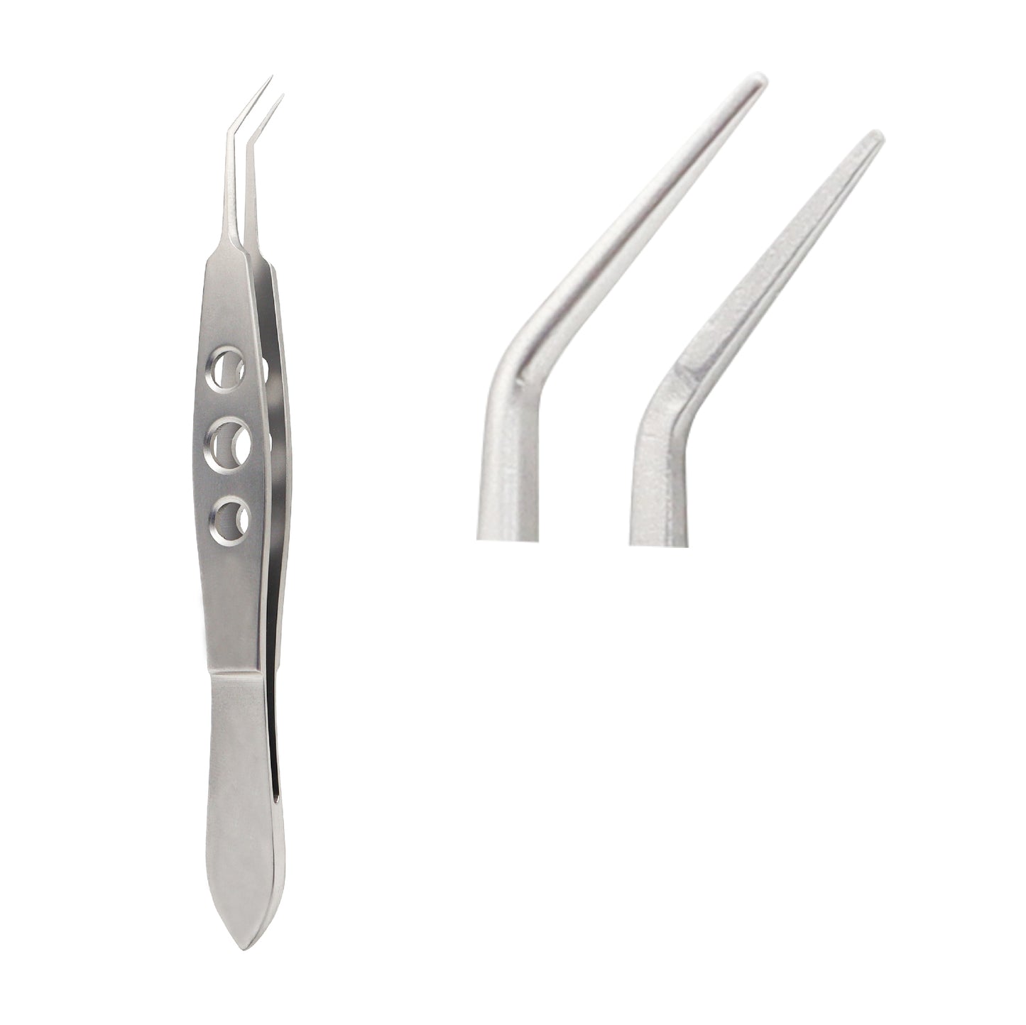 McPherson Lens Holding Ophthalmic forceps, 7.5mm long jaws, angled, very delicate, overall length 10.5cm