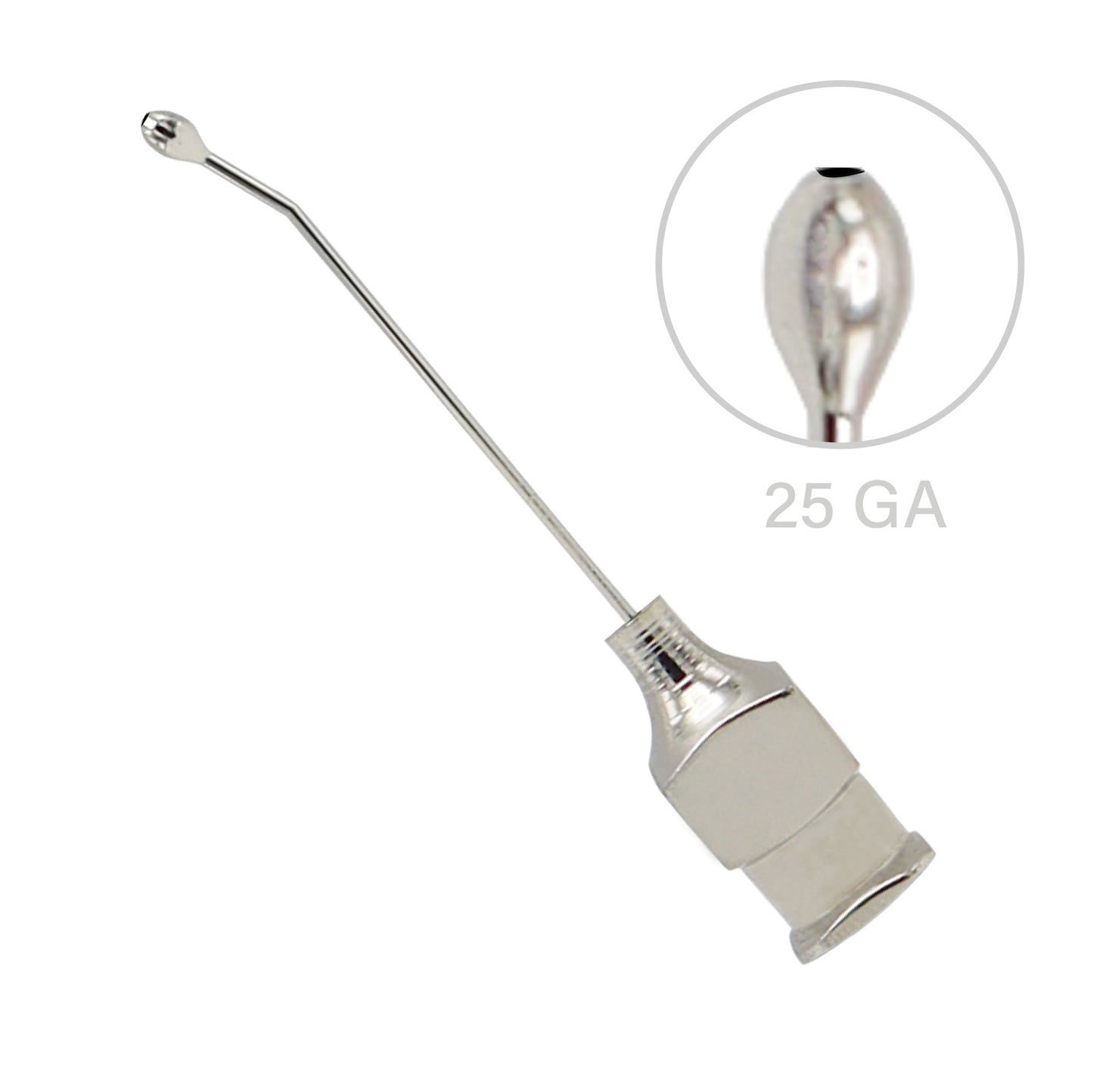 Welsh Cortex aspirating cannula, flat olive, 25ga – Links Left