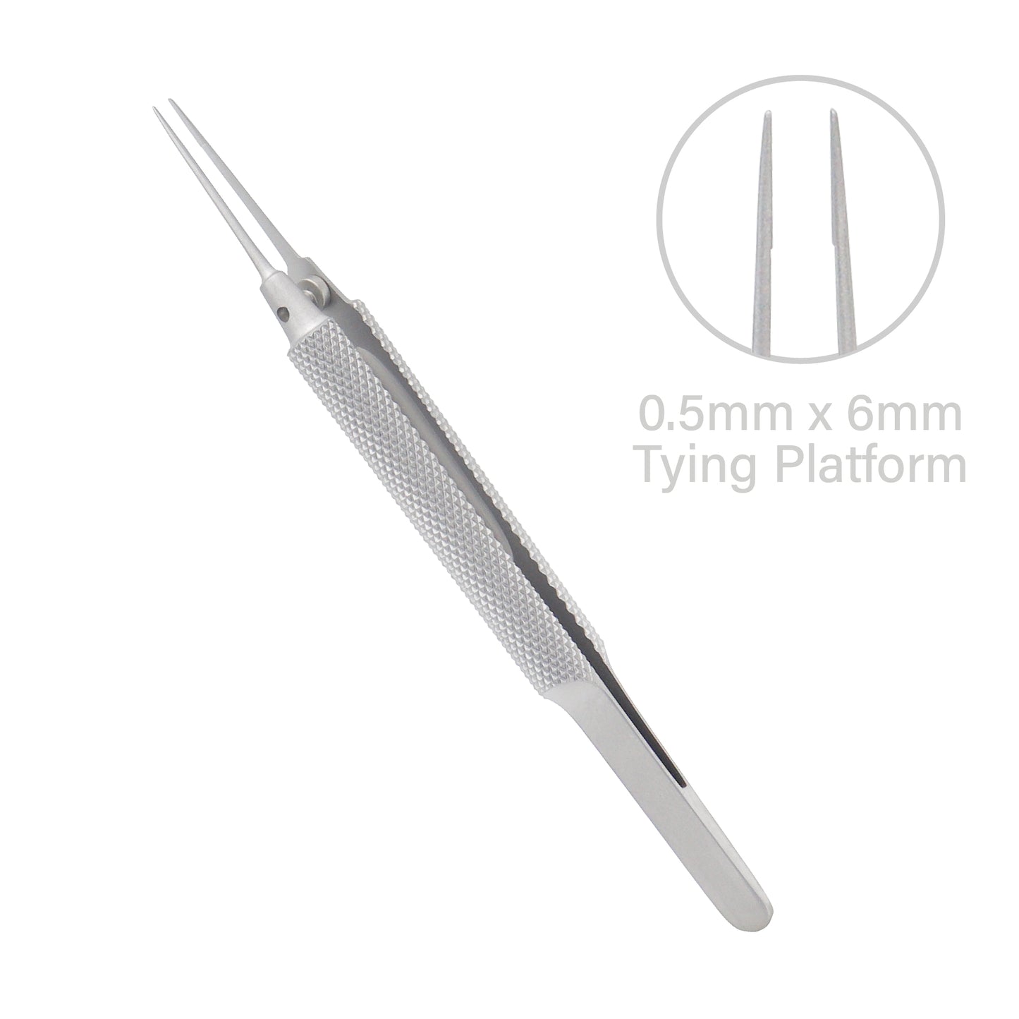 Tennant straight tying forceps with guide pin, 0.5 x 6 mm platform, smooth jaws, 11 cm overall length for controlled microsurgical use