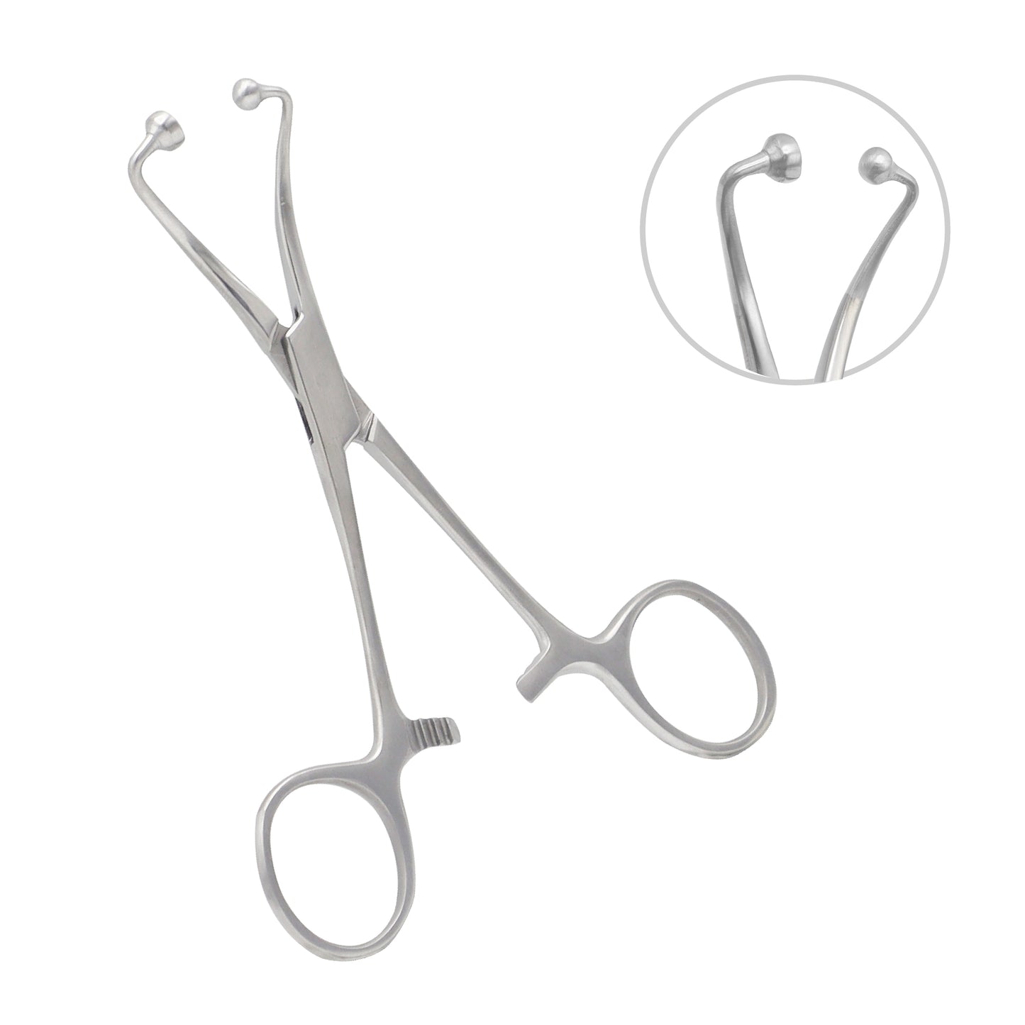 Reusable 15 cm towel forceps made of stainless steel, offering durability and precise grip for holding surgical drapes securely