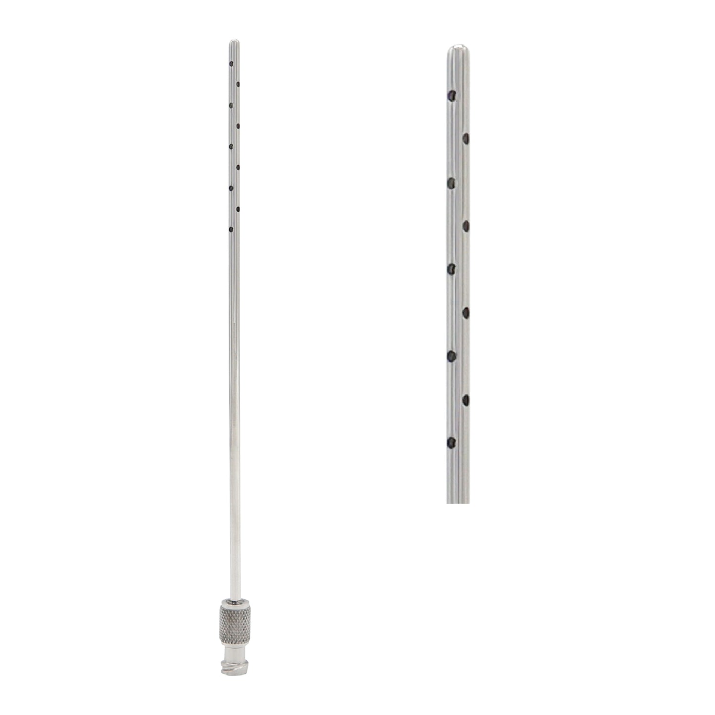 Two metal pipes with threaded ends on a white background
