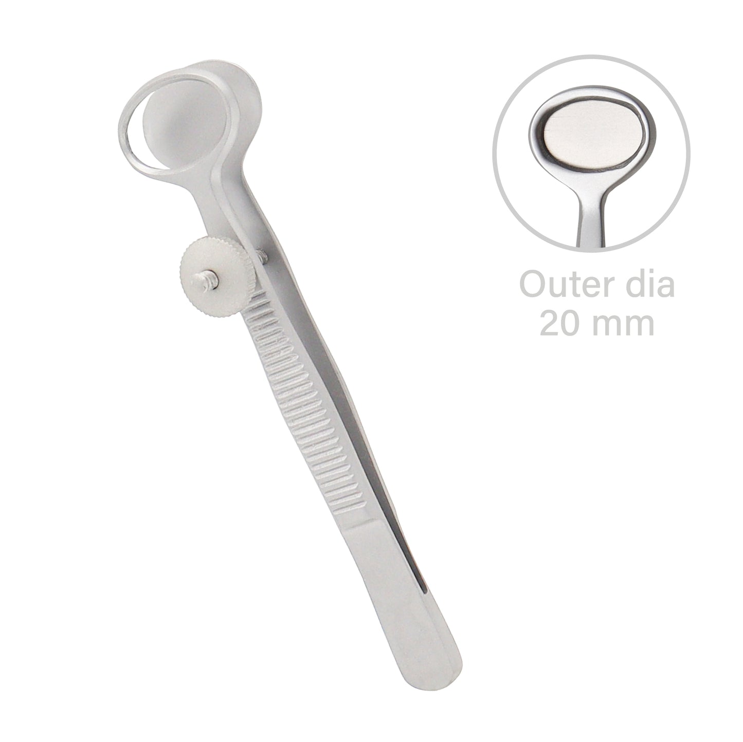 Ophthalmic Desmarres Chalazion Forceps 20 mm oval jaw, 9 cm length used for chalazion drainage and precise eyelid surgery procedures.