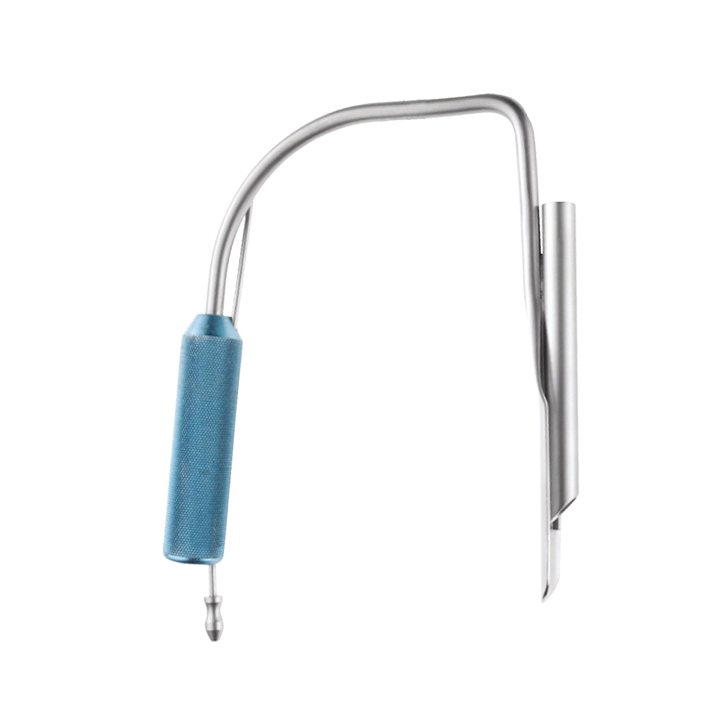 Emory Style Endoscopic Plastic Surgery Retractor with Blue Handle and Integrated Suction Tube.