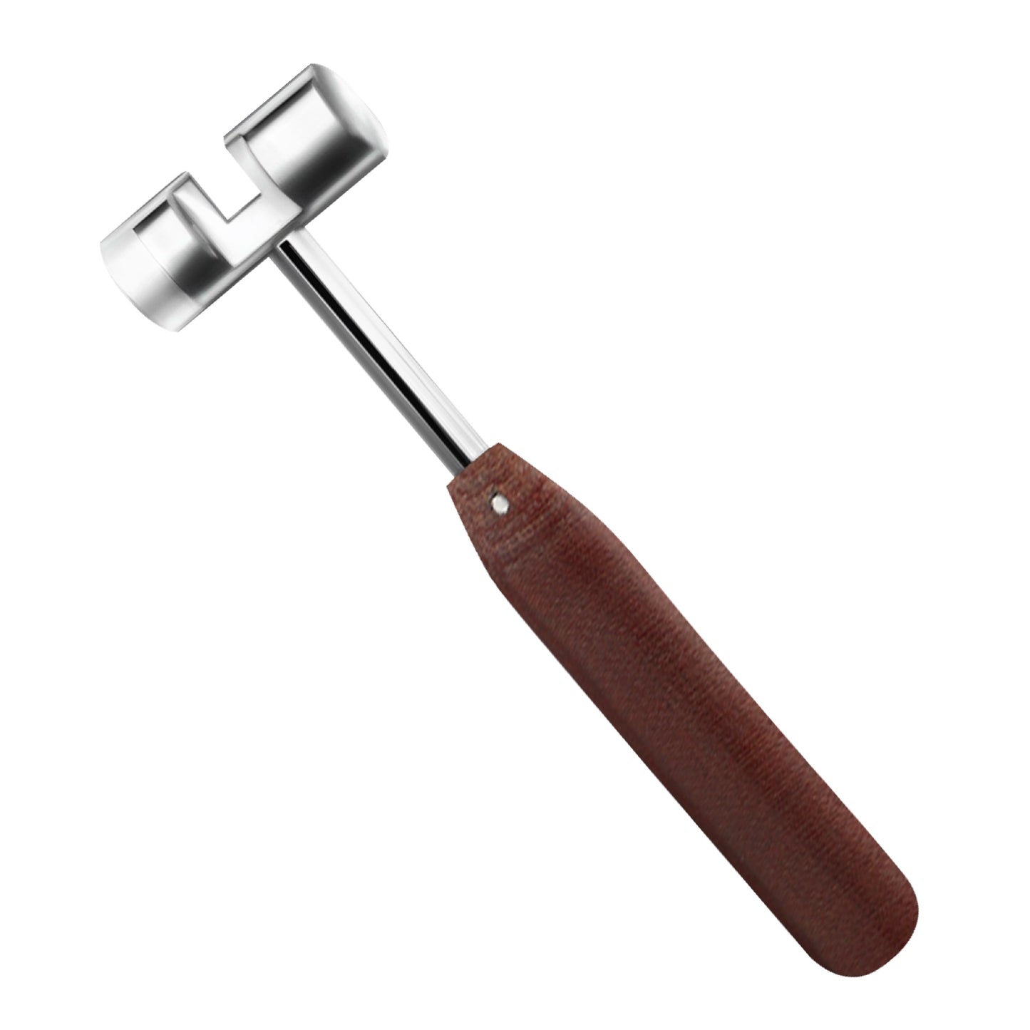 A premium grade stainless steel Herbert Bone Mallet featuring a slotted double-ended head and an ergonomic brown ferrozell fiber handle, commonly used in orthopedic ulnar head prosthesis procedures.