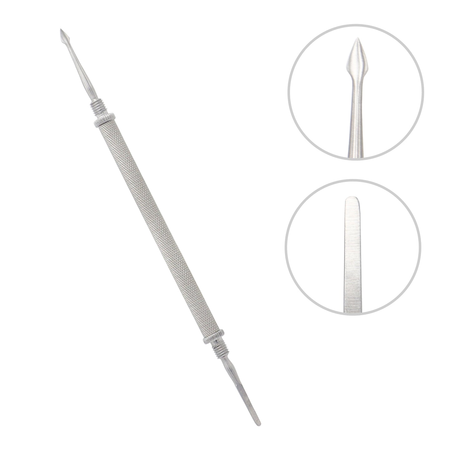 Metal tool with detailed design on a white background