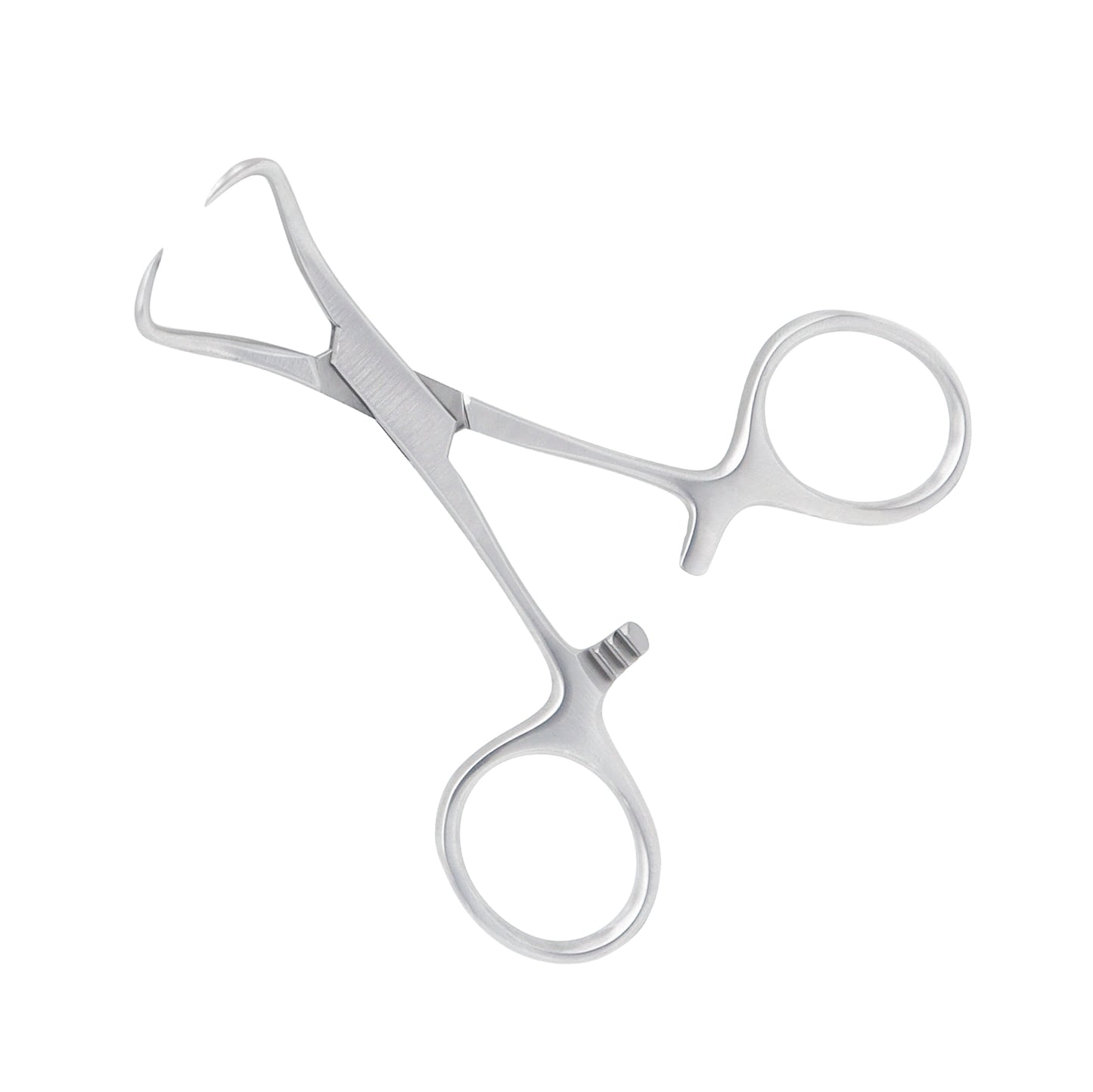 Backhaus towel forceps 9.5 cm stainless steel clamp used for gripping surgical drapes and maintaining sterile field