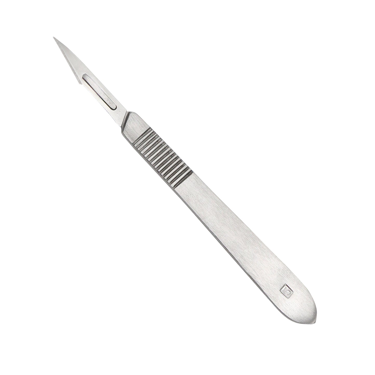 A stainless steel surgical scalpel featuring a number 3 BP handle and a sharp, pointed number 11 disposable blade against a white background.