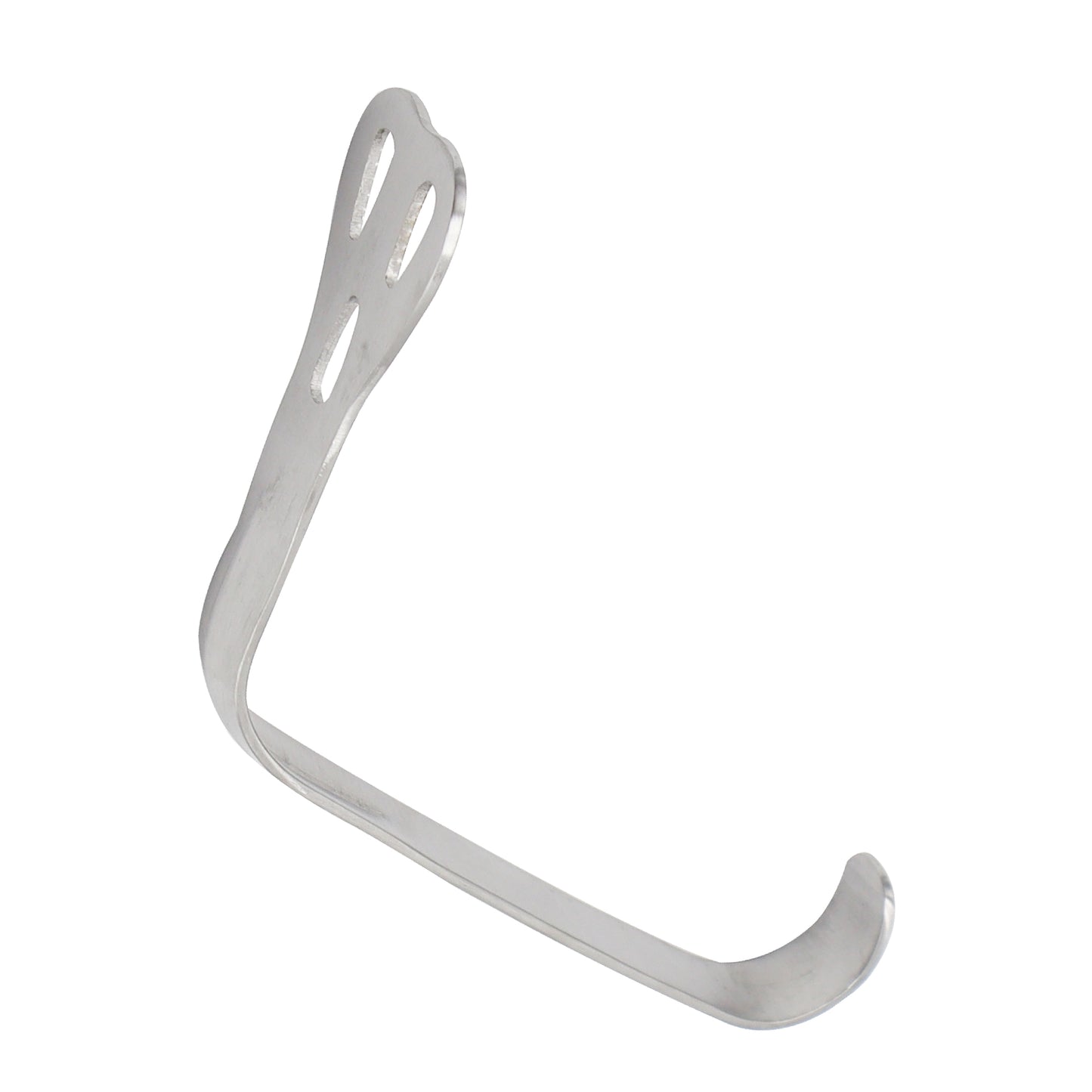 Surgical stainless steel Weider tongue depressor and cheek retractor featuring a sweetheart-shaped fenestrated blade on a white background.
