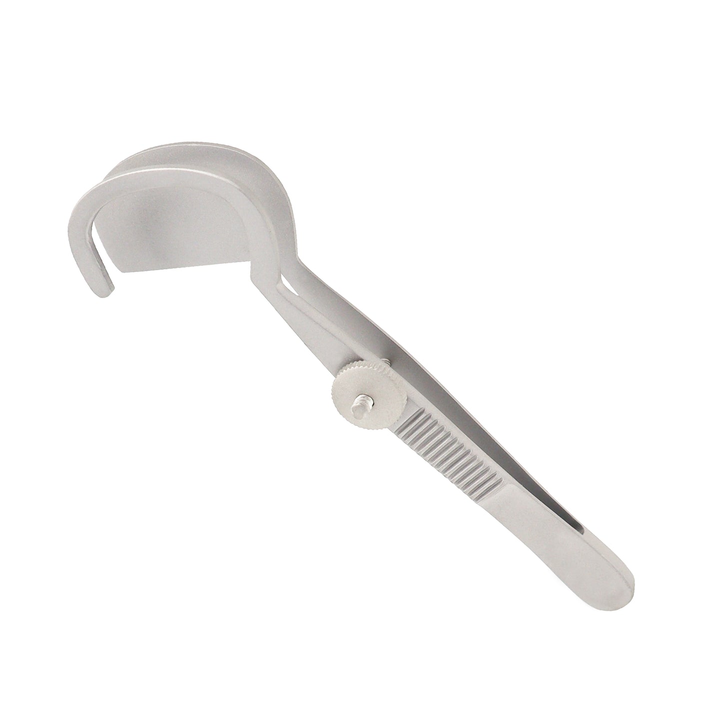 Close-up of Snellen entropium forceps for right eye, designed for controlled grasping of eyelid tissue during entropion correction
