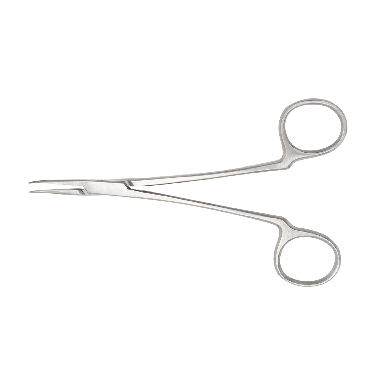 A 14cm length curved facial nerve dissector forceps with smooth jaws, made of stainless steel.