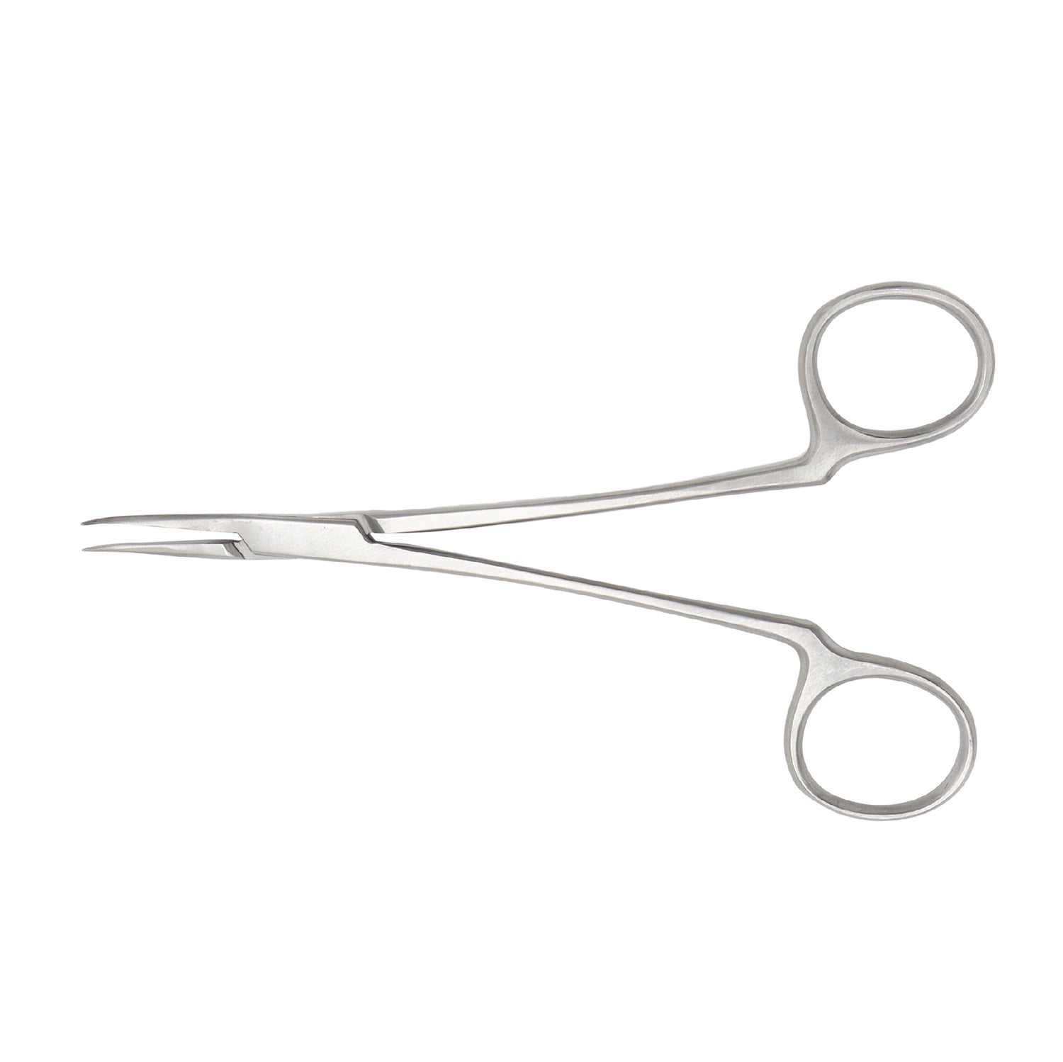 A 14cm length curved facial nerve dissector forceps with smooth jaws, made of stainless steel.