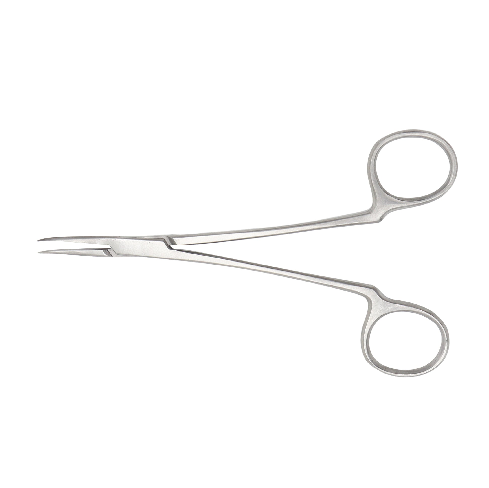 A 14cm length curved facial nerve dissector forceps with smooth jaws, made of stainless steel.