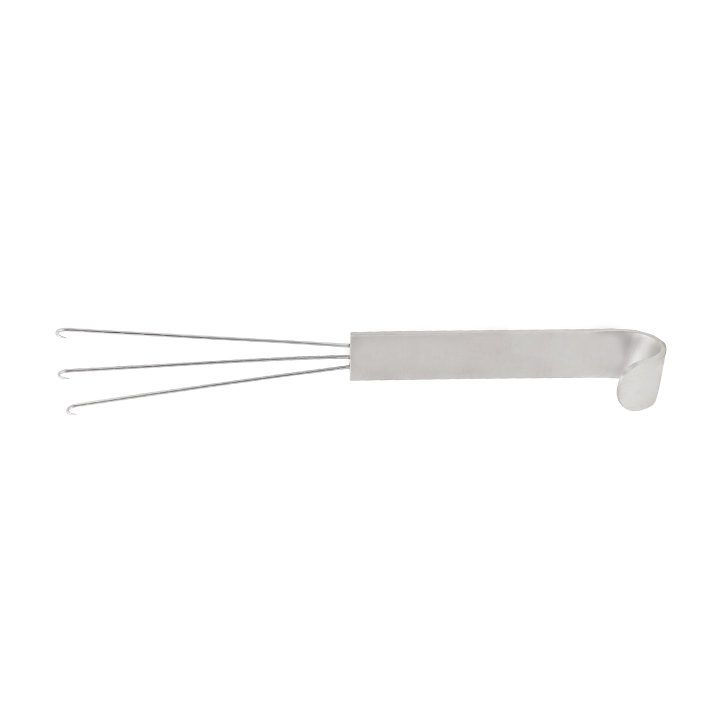 A silver-colored Anderson Bear Claw Retractor with two sharp prongs and a flat handle.