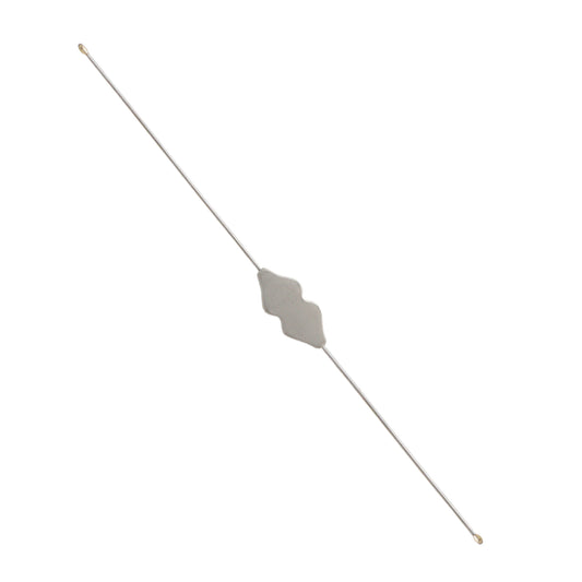 A stainless steel lachrymal probe with a bulbous tip, featuring a figure 6-6 design, with an overall length of 13 cm.