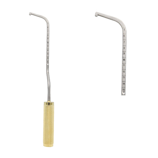 Agris Dingman Breast Dissector, showing a pair of stainless steel instruments with measuring scales, used for medical purposes.