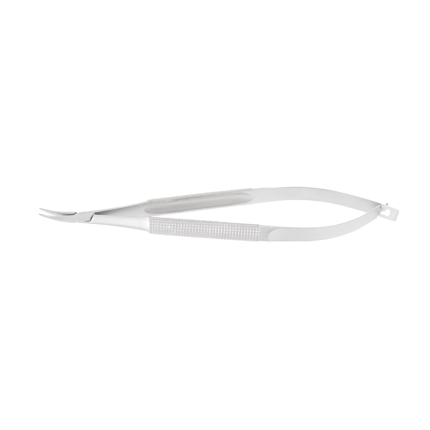 Barraquer Micro-Needle Holder curved 1 mm without lock and 12.5 cm length for precision ophthalmic suturing.