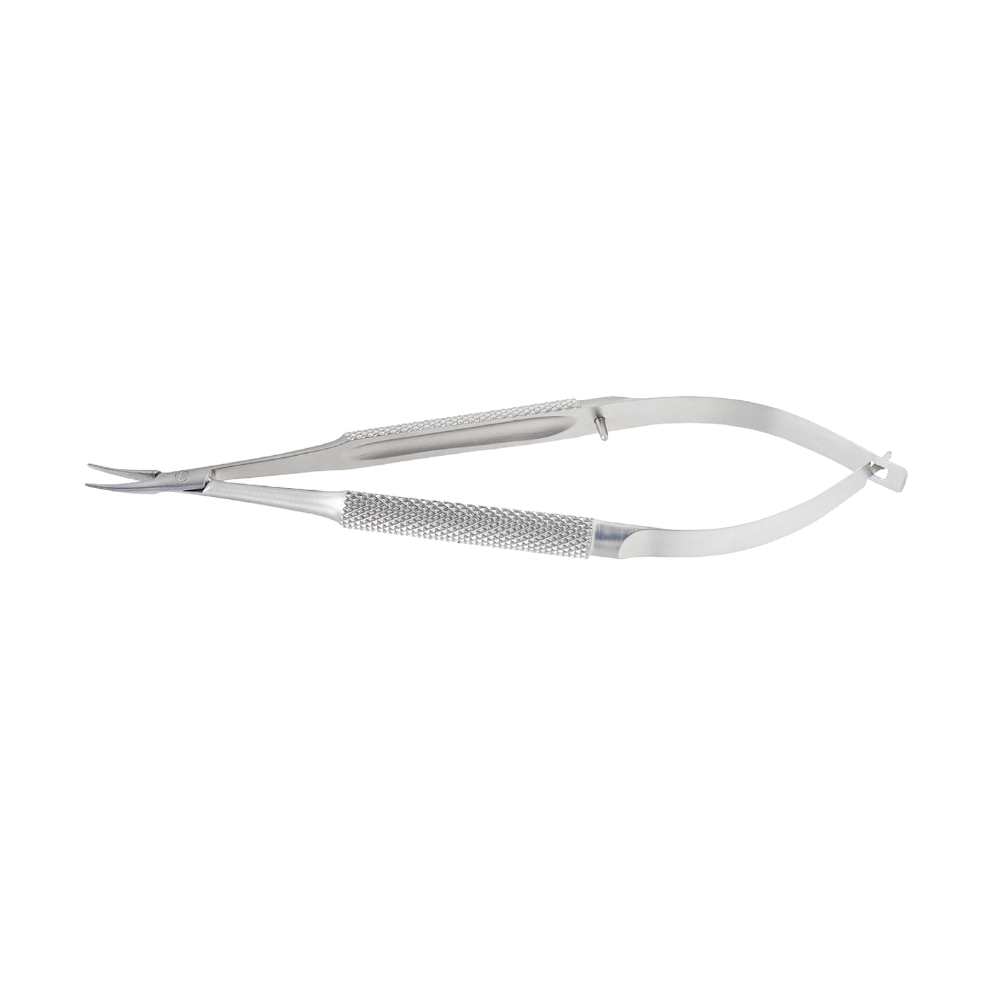 Barraquer Micro-Needle Holder curved standard model 12 cm without lock with 1.0 x 10 mm tip for precision suturing.