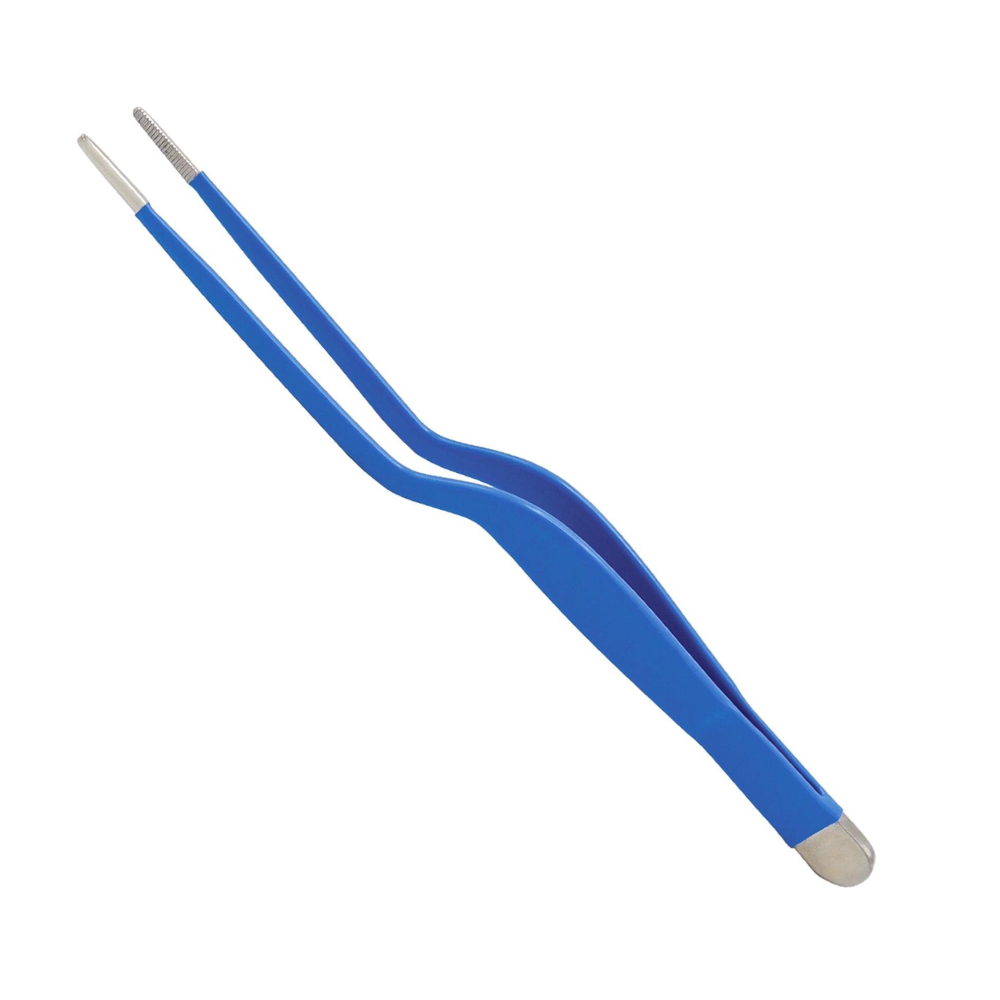 Blue tweezers on a white background