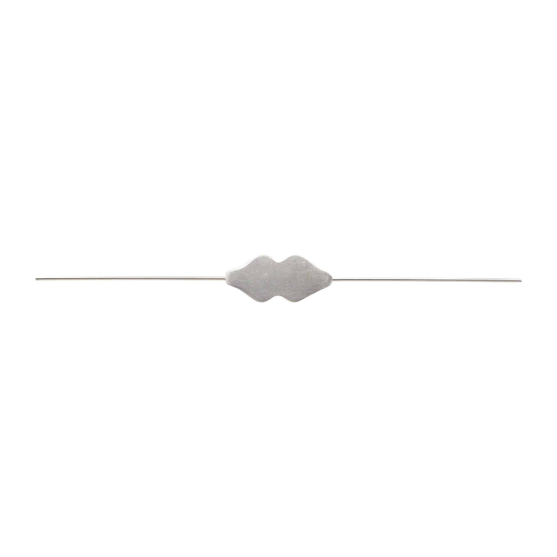 A cylindrical stainless steel Bowman Lacrimal Probe with a flat, butterfly-shaped center handle, designed for ophthalmic surgical procedures.