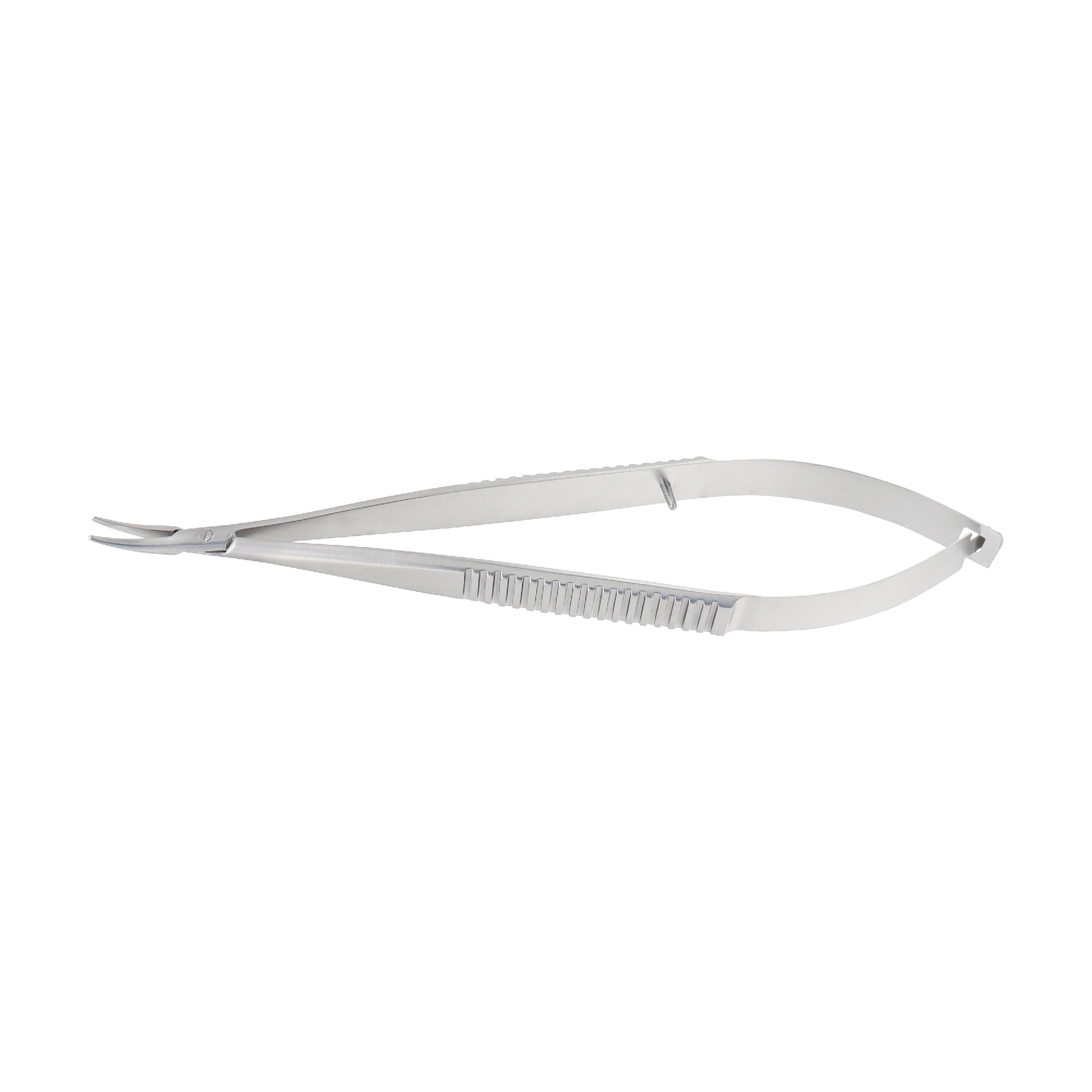 Castroviejo Micro-Needle Holder curved 14 cm without lock with 1.0 x 12 mm tip for precision suturing.