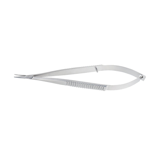 Castroviejo Micro-Needle Holder straight 14 cm without lock with 1.0 x 12 mm tip for precision eye surgery.