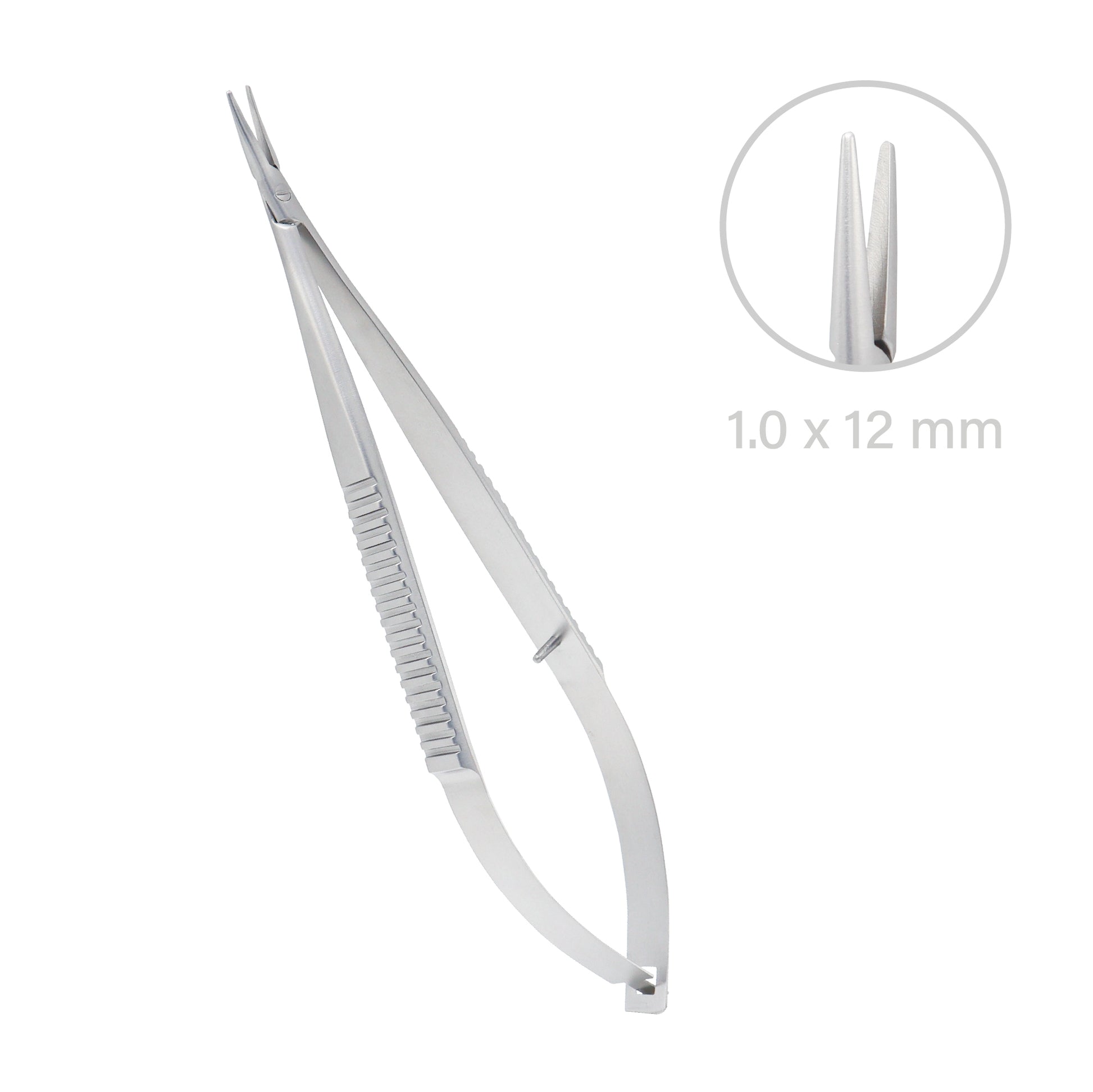 Stainless steel Castroviejo Micro-Needle Holder straight 14 cm without lock used in ophthalmic microsurgery.