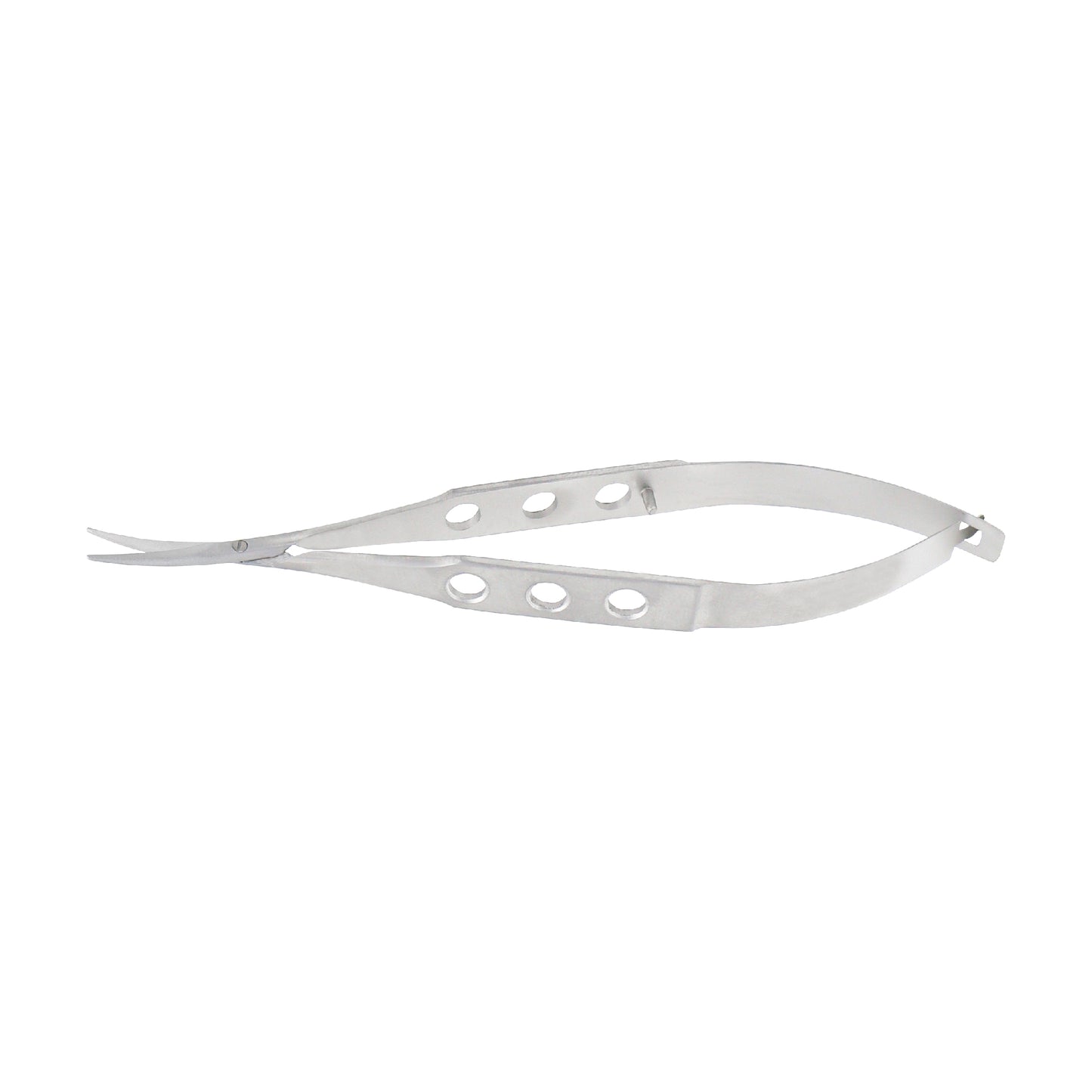 Castroviejo Scissors curved 14 mm blunt 11.5 cm designed for controlled cutting in ophthalmic surgery.