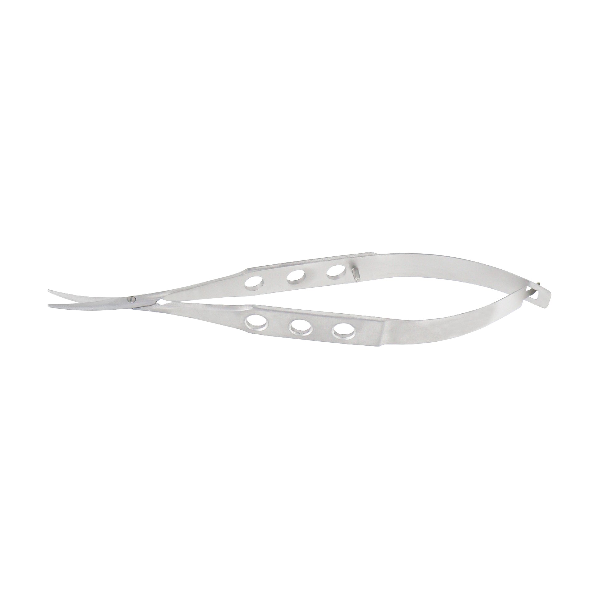 Castroviejo Scissors curved 14 mm blunt 11.5 cm designed for controlled cutting in ophthalmic surgery.