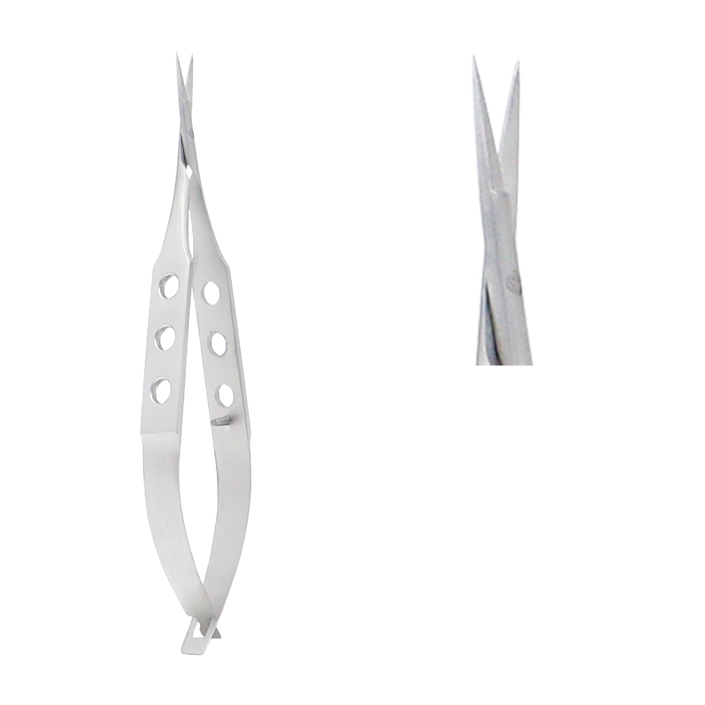 Close-up of Corneal Scissors Universal straight pointed 10.5 cm for delicate corneal procedures.