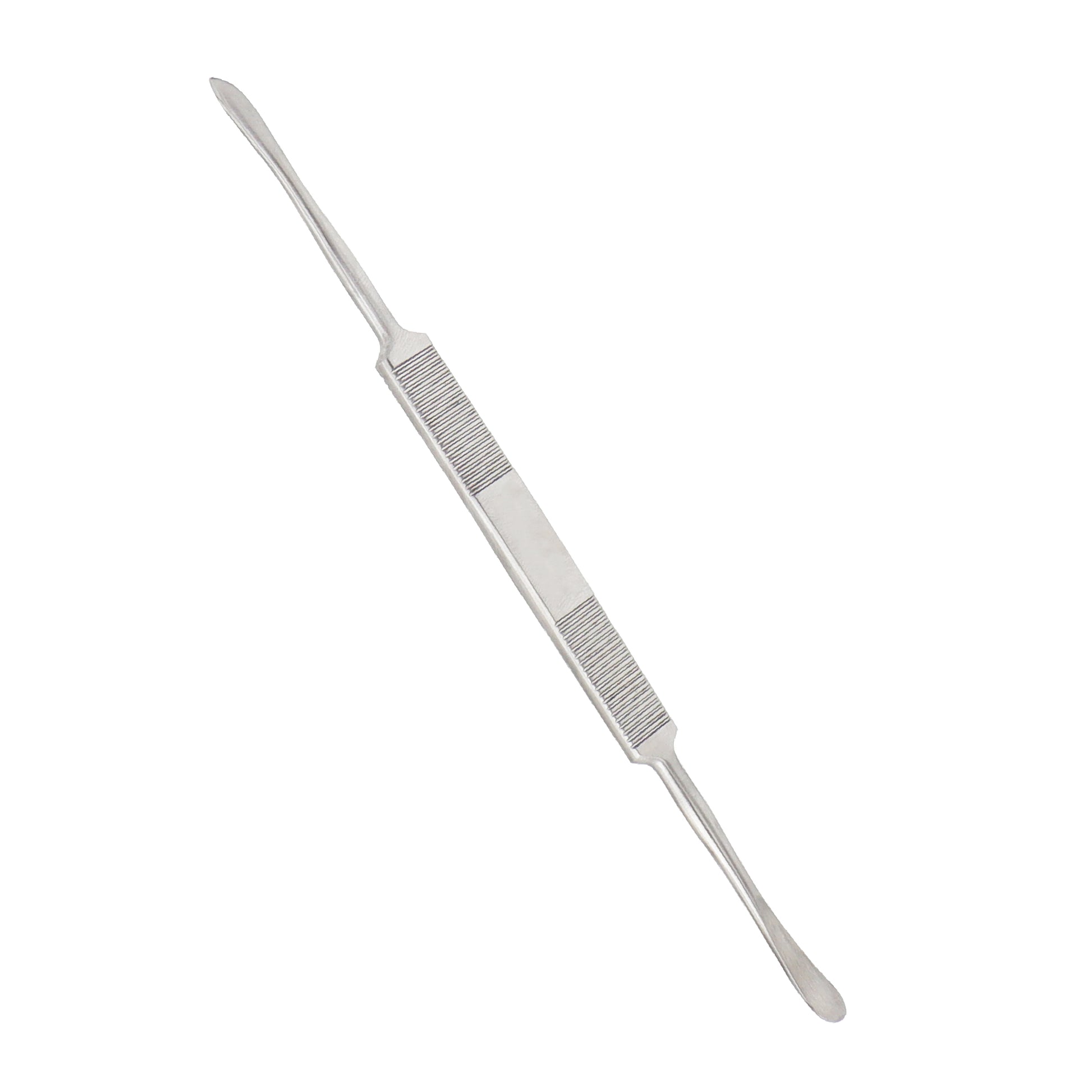 Stainless steel Cottle nasal knife and elevator surgical instrument featuring a flat dual-textured serrated handle and angled precision blade, isolated on a solid white background.