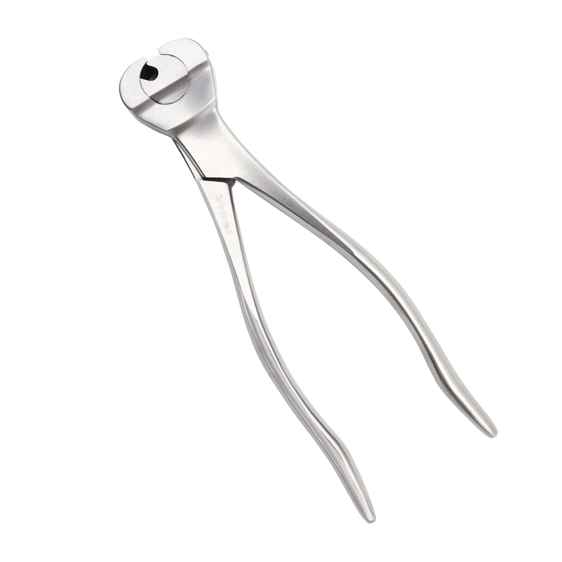 Surgical-grade stainless steel diamond pin and wire cutter with 16cm length and end-cutting jaws for orthopedic procedures.