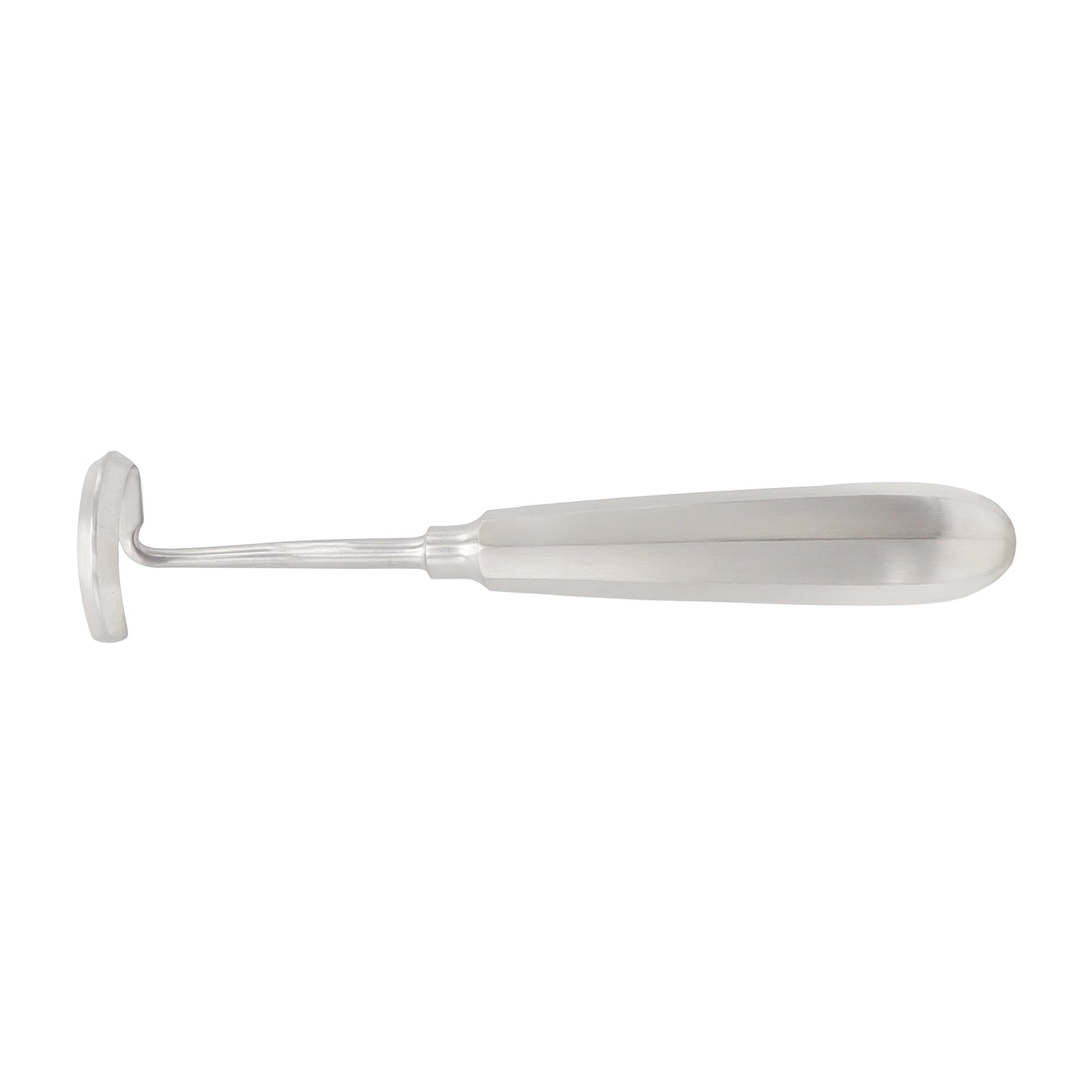 Stainless steel Doyen rib raspatory elevator showing the contoured spiral hook design used for stripping tissue from ribs during surgery.