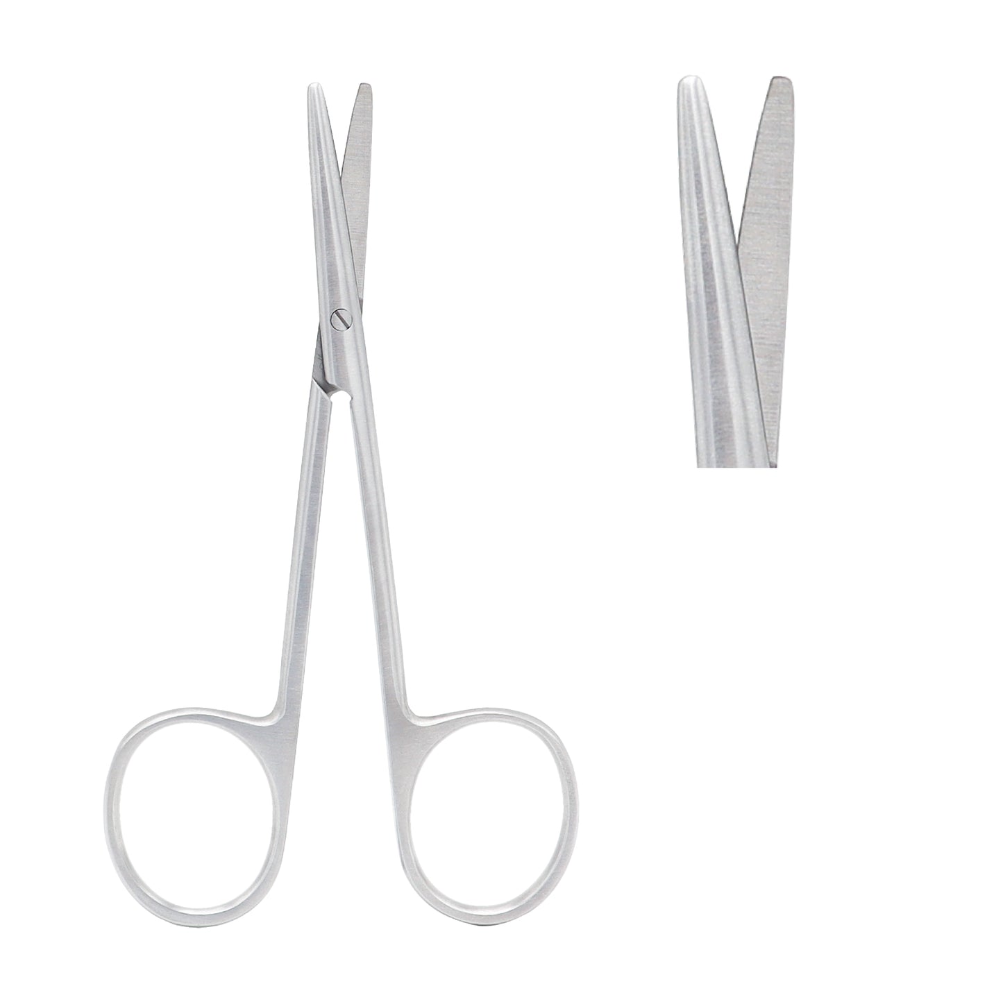 Close-up of straight Enucleation Scissors overall length 11 cm for accurate tissue dissection in eye surgery.