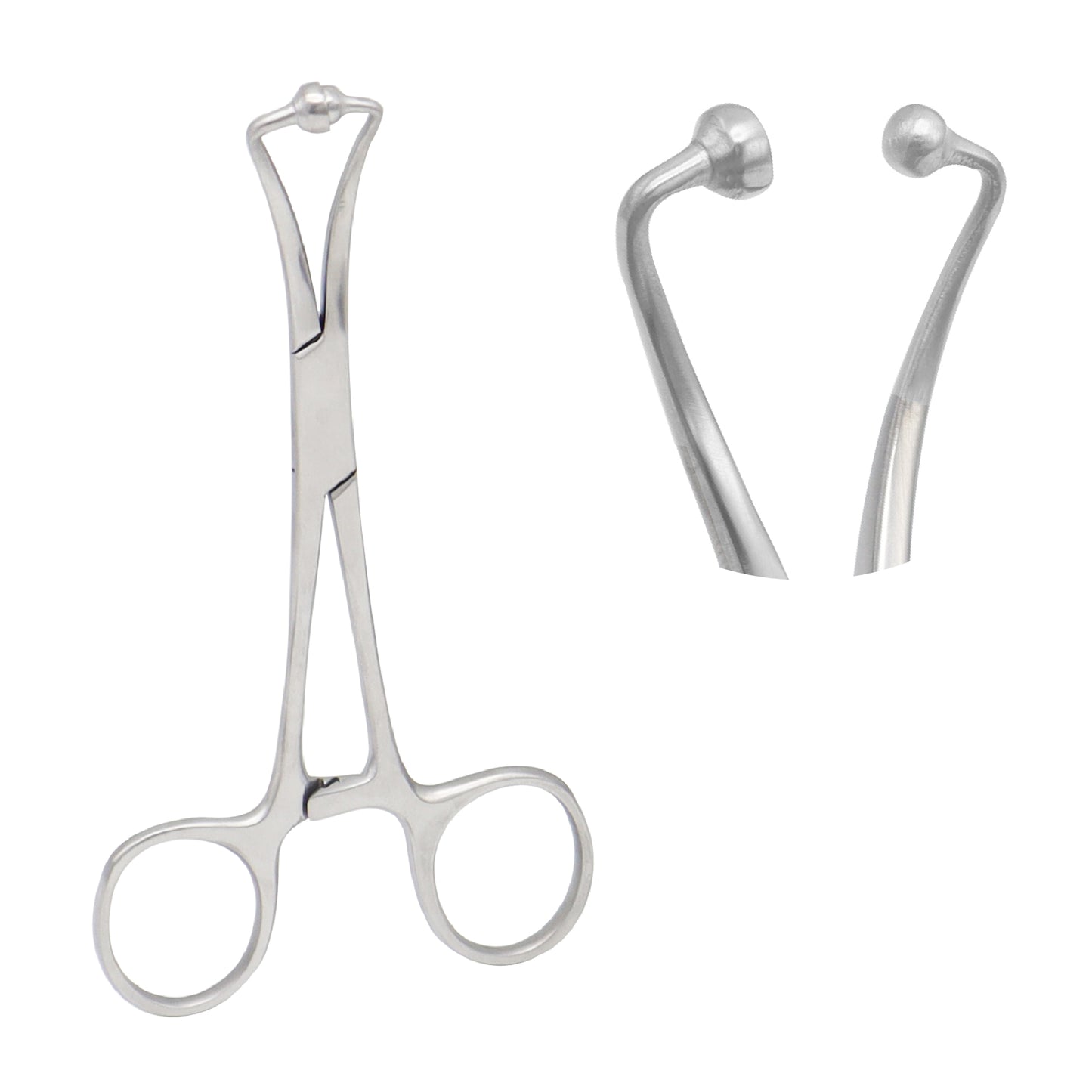 Close-up of 15 cm reusable towel forceps with strong grip jaws, designed for secure draping in surgical and clinical procedures