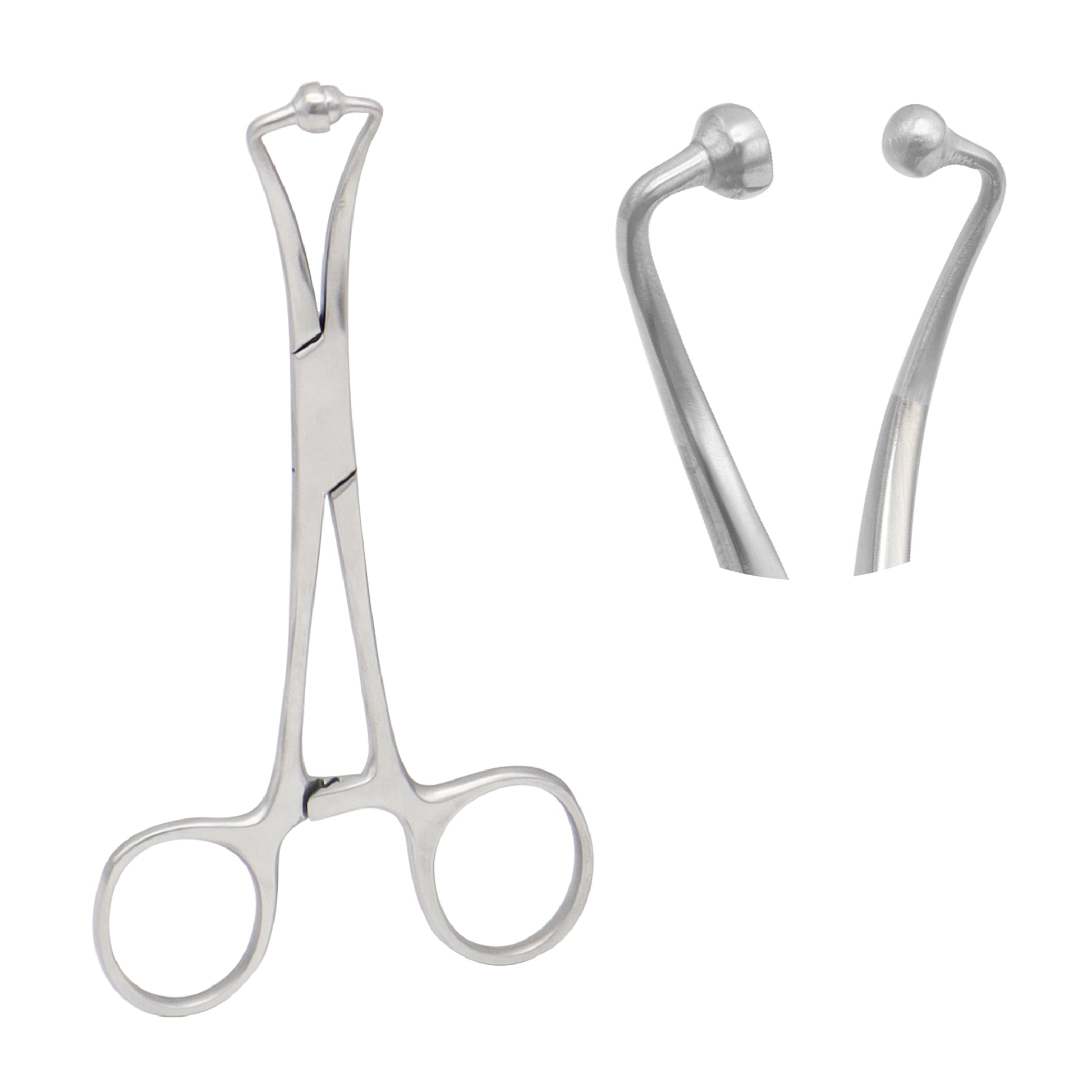 Close-up of 15 cm reusable towel forceps with strong grip jaws, designed for secure draping in surgical and clinical procedures