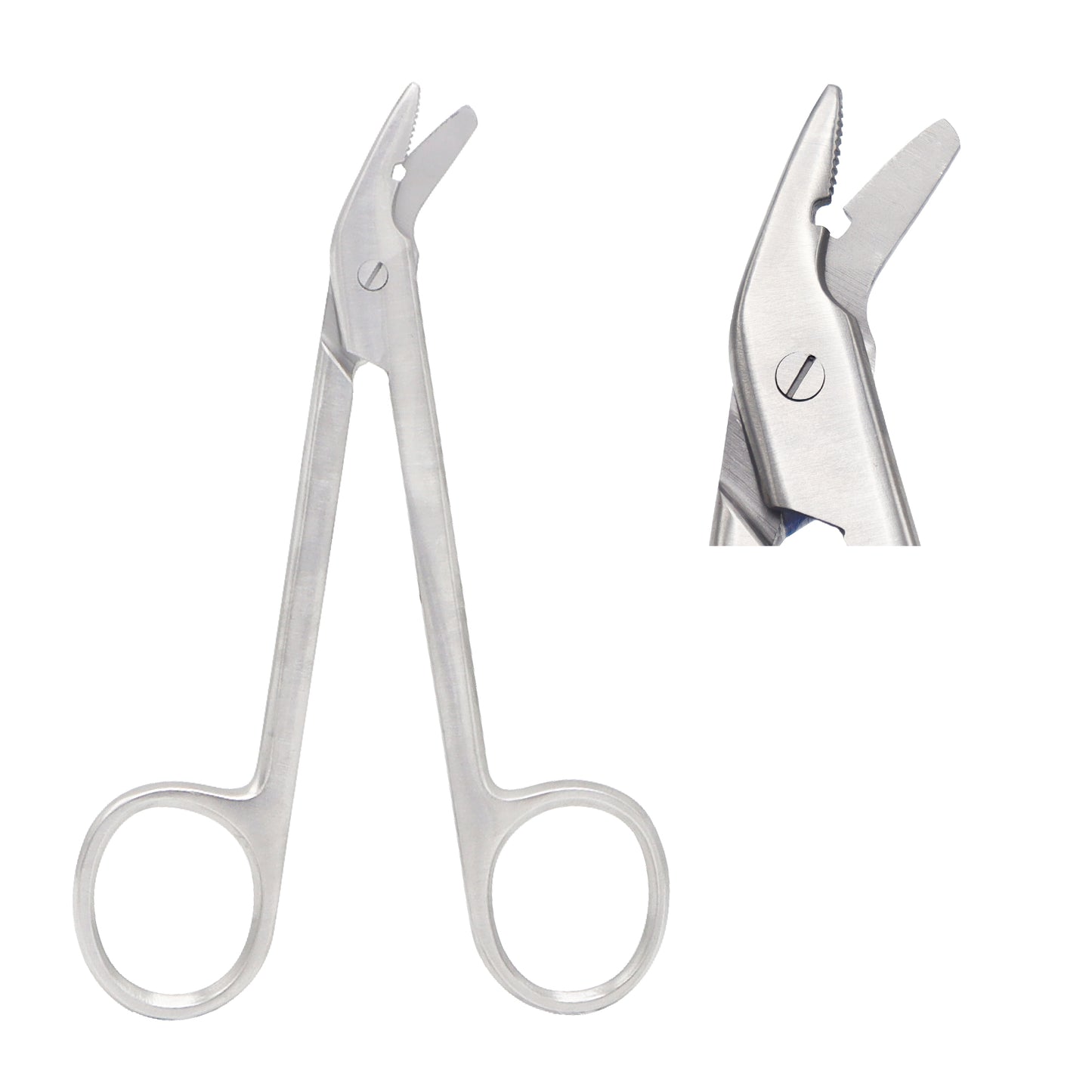 Close-up of universal wire cutting scissors, 12 cm length, designed for accurate and durable cutting in surgical and clinical use
