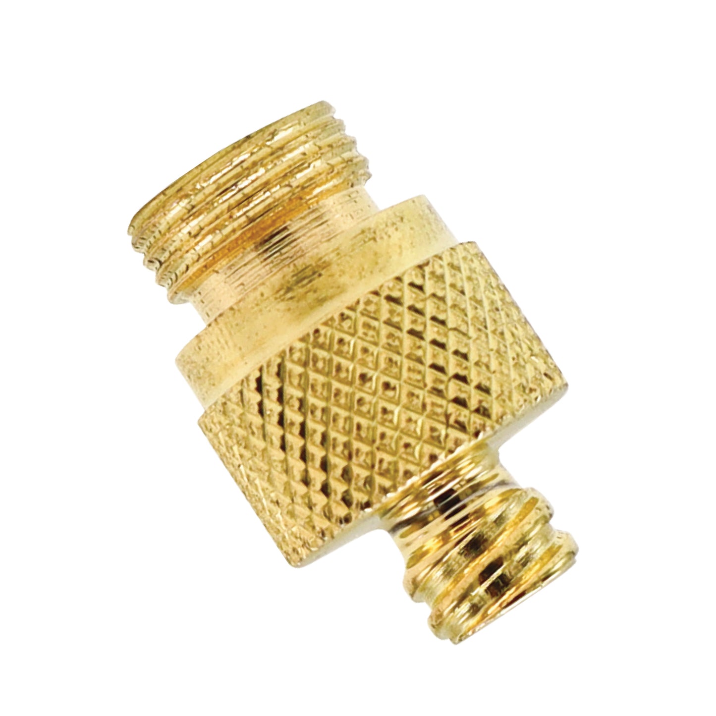 Gold threaded fitting on a white background