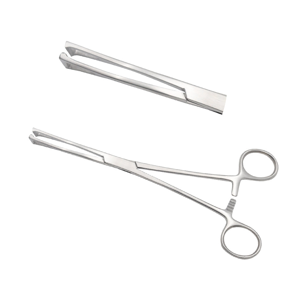 A pair of surgical-grade stainless steel Gross Maier hemostatic forceps featuring straight jaws and a locking ratchet handle, shown on a plain white background.