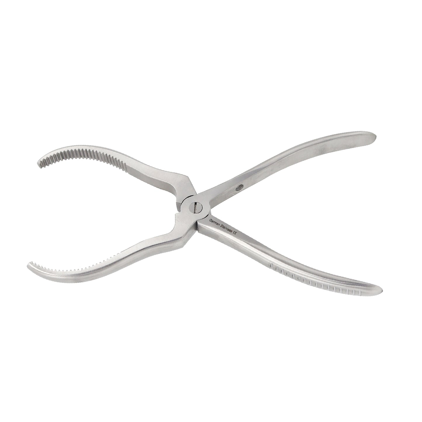 A pair of stainless steel Hayton Williams forward traction forceps with broad, serrated curved jaws and an ergonomic handle, typically used in maxillofacial surgery for reducing maxillary fractures.