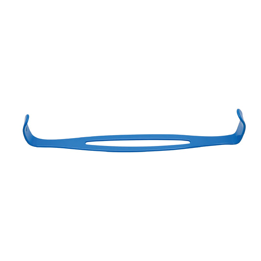 A double-ended, blue-insulated U.S. Army surgical retractor with two differently sized blunt blades, used for tissue retraction in electrosurgical procedures.