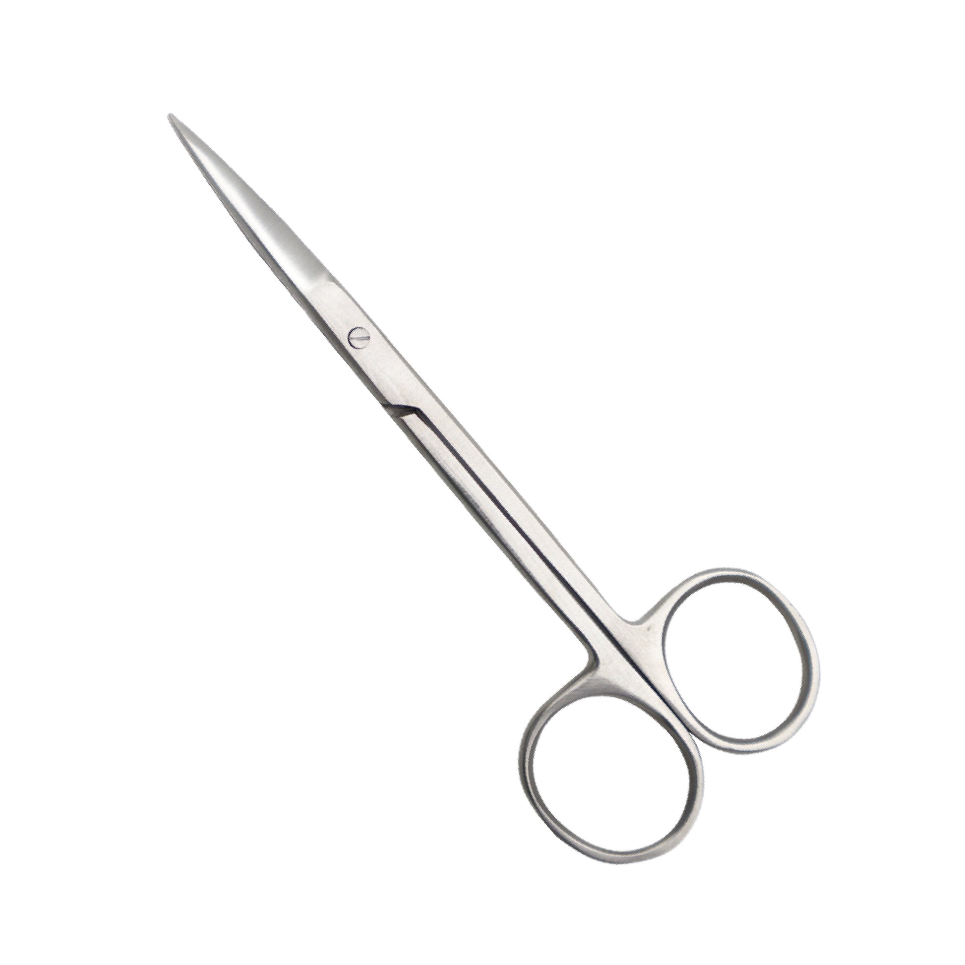 A pair of stainless steel Iris scissors with straight blades and sharp tips, used for precise surgical cutting and suturing.